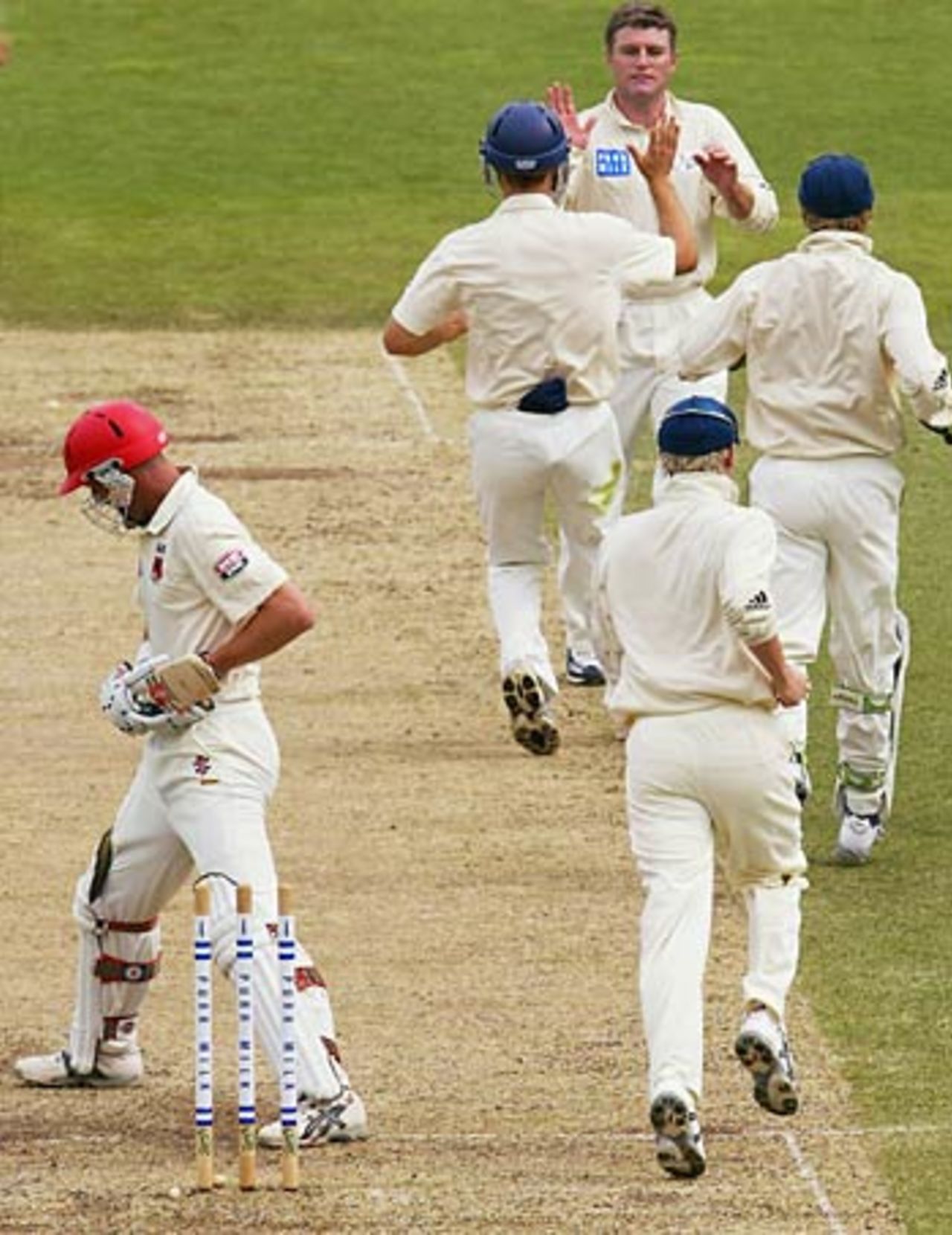 Matthew Elliott is bowled by Stuart MacGill, New South Wales v South Australia, Pura Cup, Sydney, 2nd Day, Oct 25, 2005