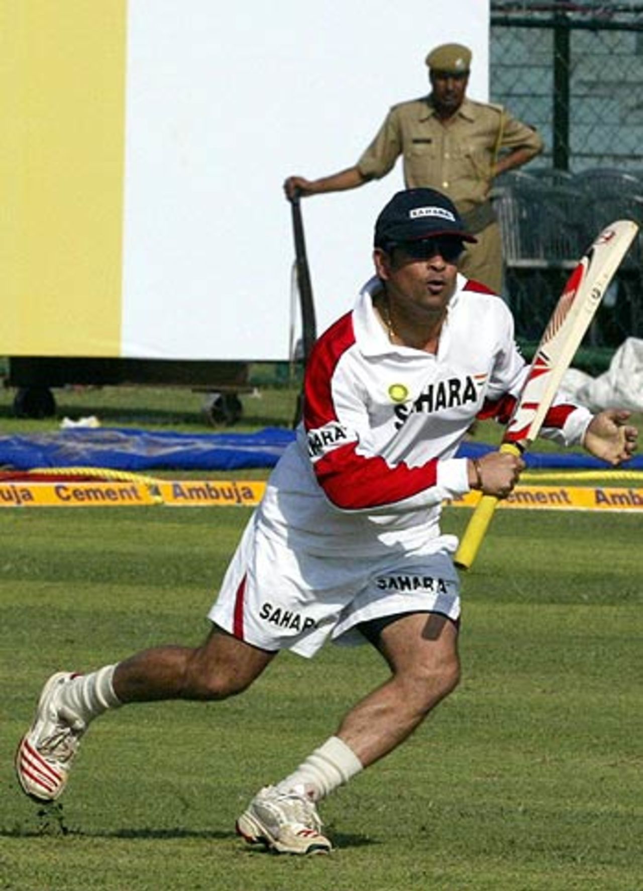 Sachin Tendulkar in action during practice ahead of the third ODI against Sri Lanka, Jaipur, October 30, 2005