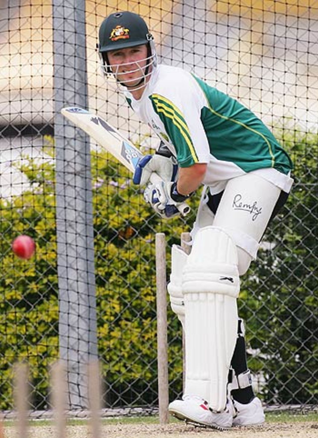 Michael Clarke bats in the nets ahead of the first Test against West Indies, Allan Border Field, Brisbane, October 31, 2005