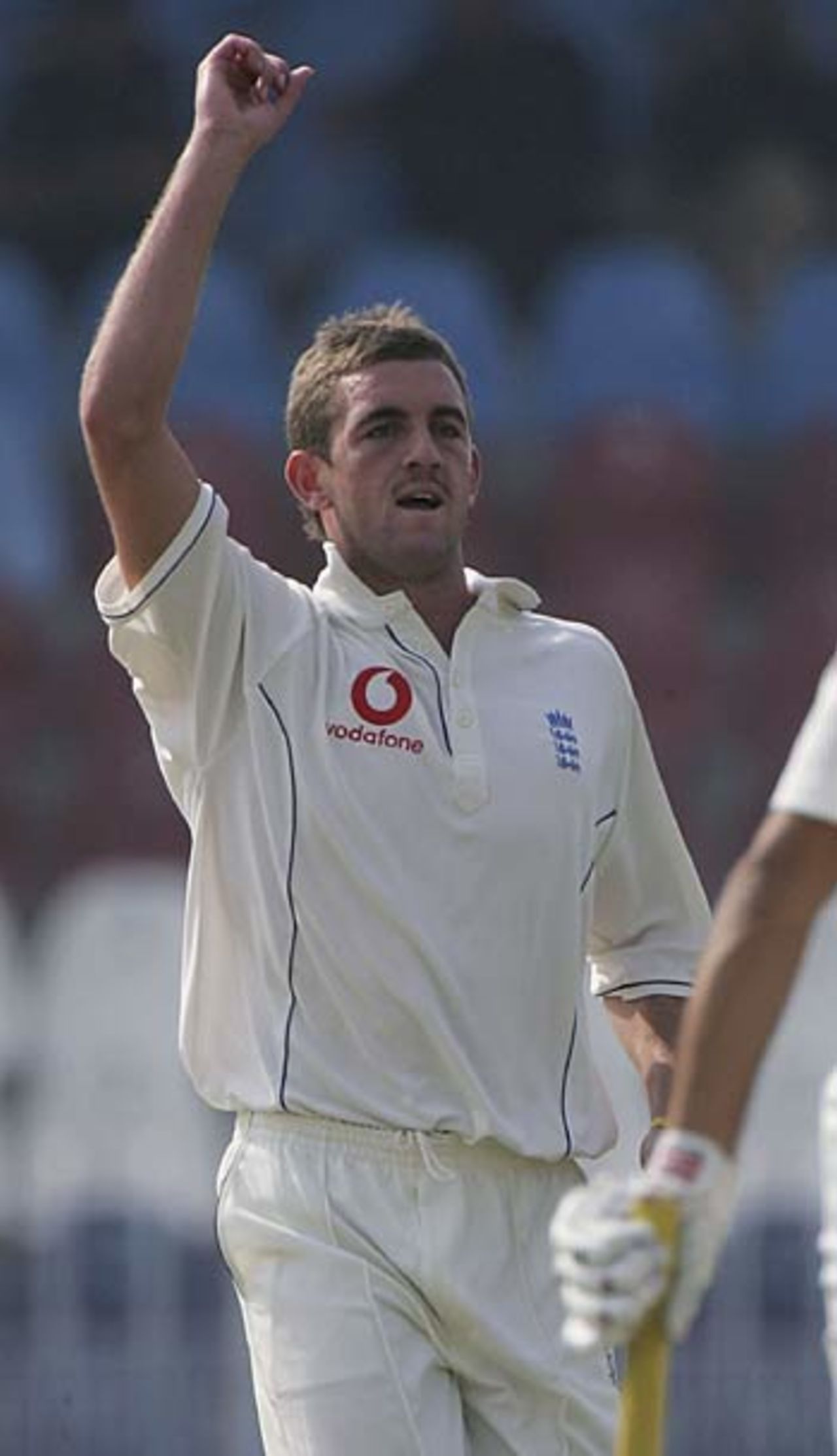Liam Plunkett celebrates his first tour wicket - Misbah-ul-Haq caught by Geriant Jones , Patron's XI v England XI, Rawalpindi, November 1, 2005