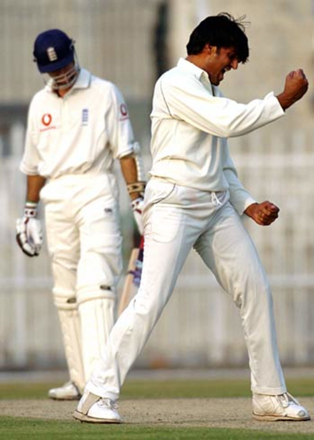 Michael Vaughan is bowled by Mohammad Irshad for 0, Patron's XI v England XI, Rawalpindi, November 1, 2005