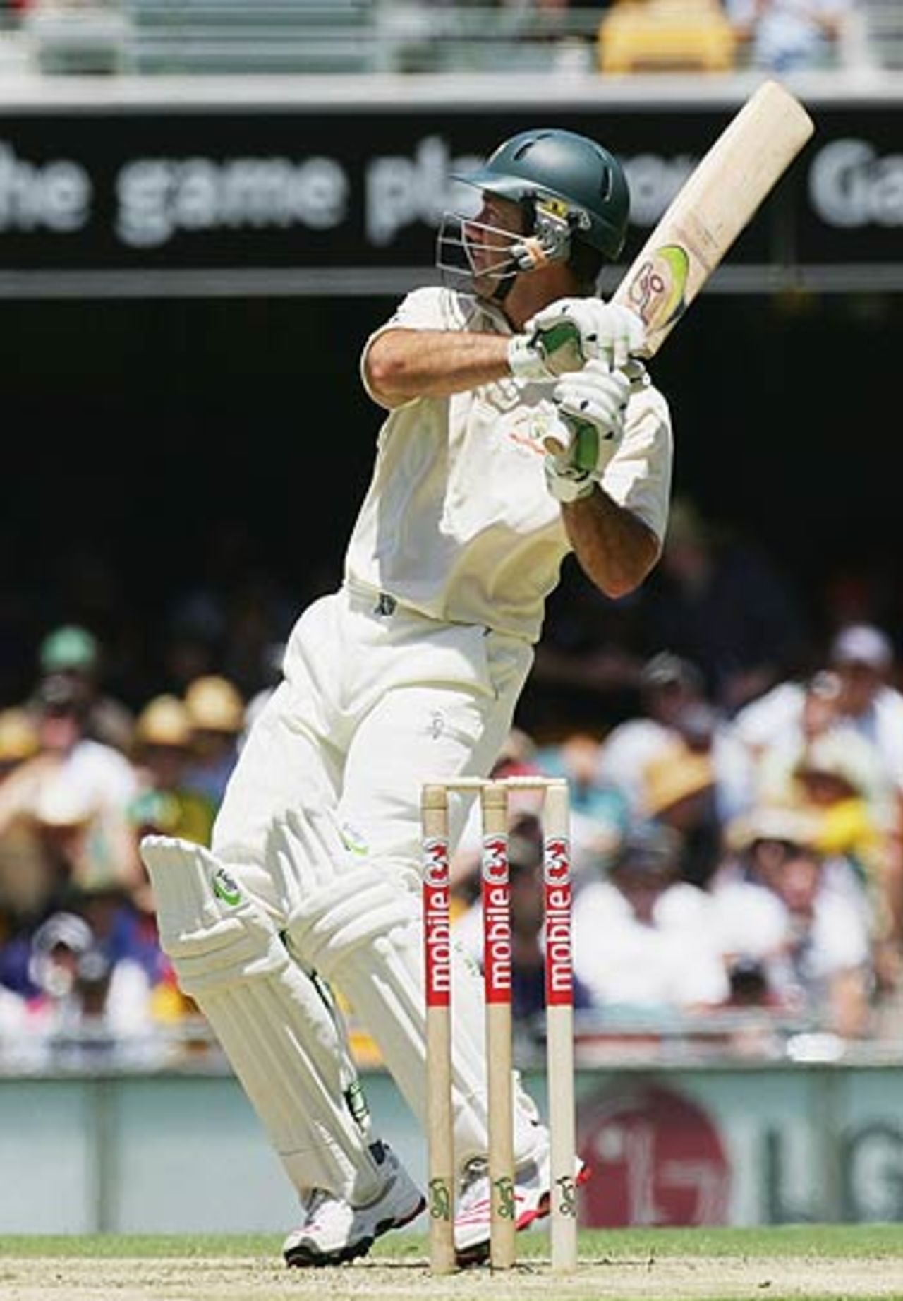 Ricky Ponting admires his magestic pull shot, Australia v West Indies, 1st Test, Brisbane, 1st day, November 3, 2005