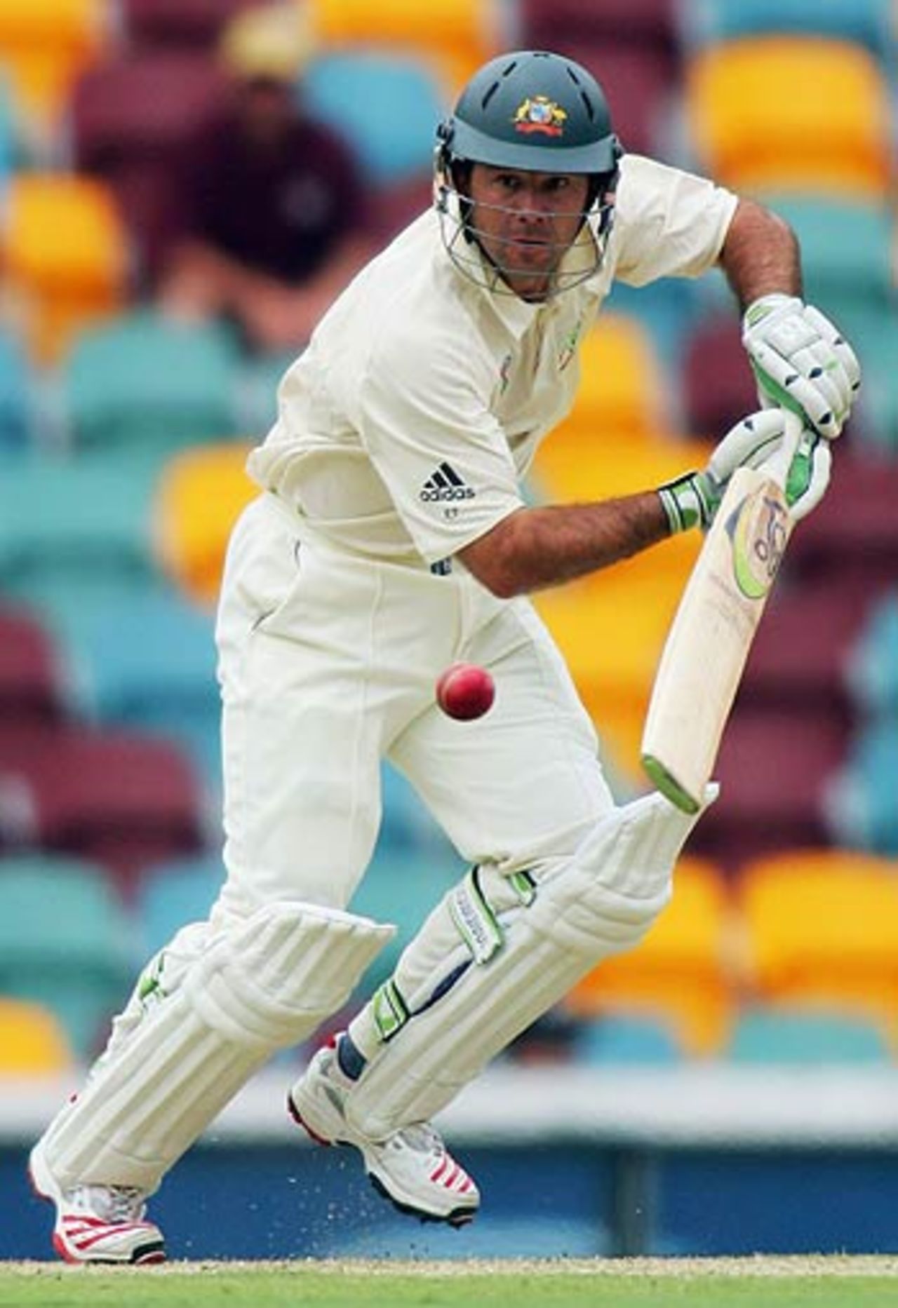 Ricky Ponting guides one on the off side, Australia v West Indies, 1st Test, Brisbane, 1st day, November 3, 2005