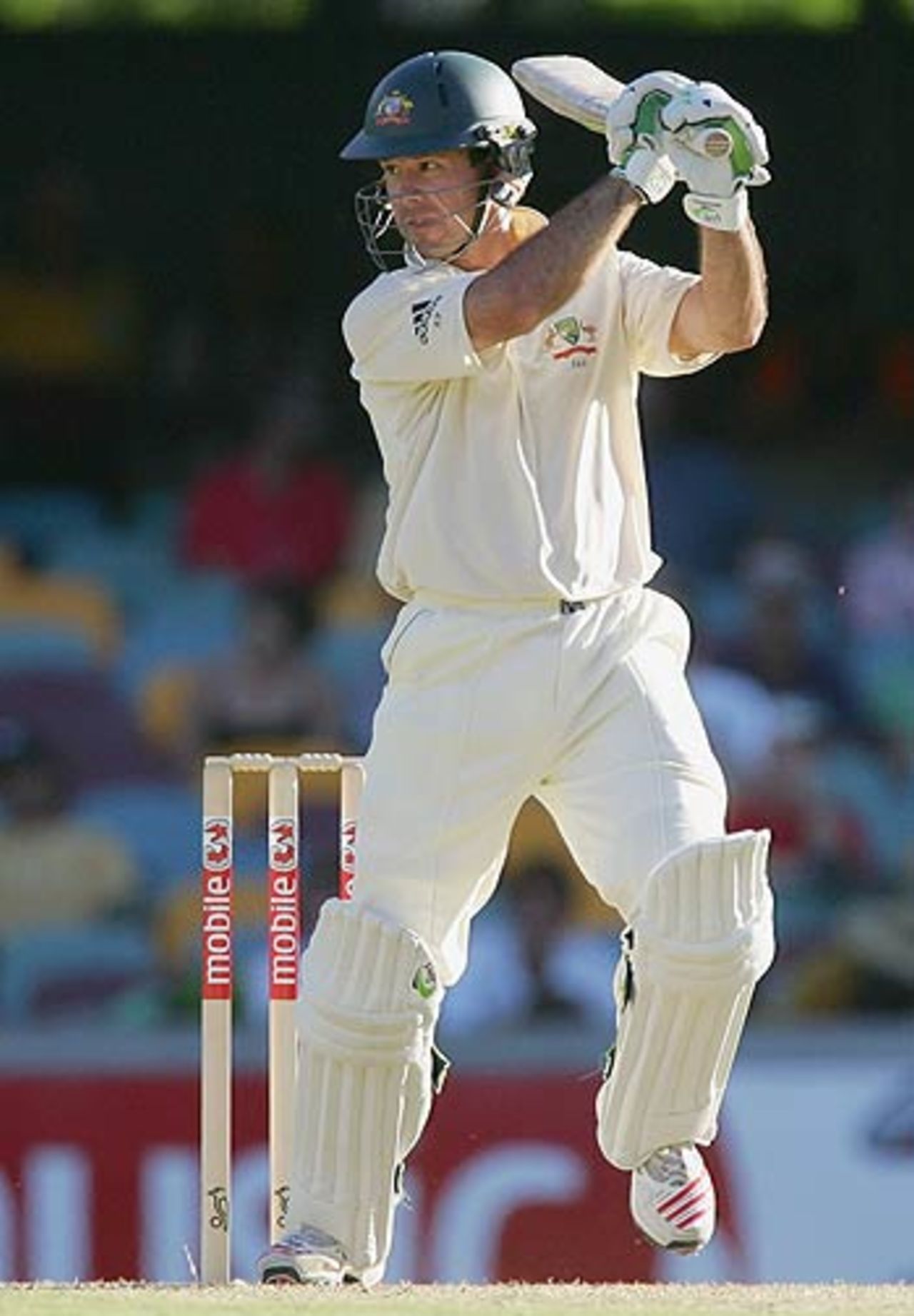 Ricky Ponting cuts during his 149, Australia v West Indies, 1st Test, Brisbane, 1st day, November 3, 2005