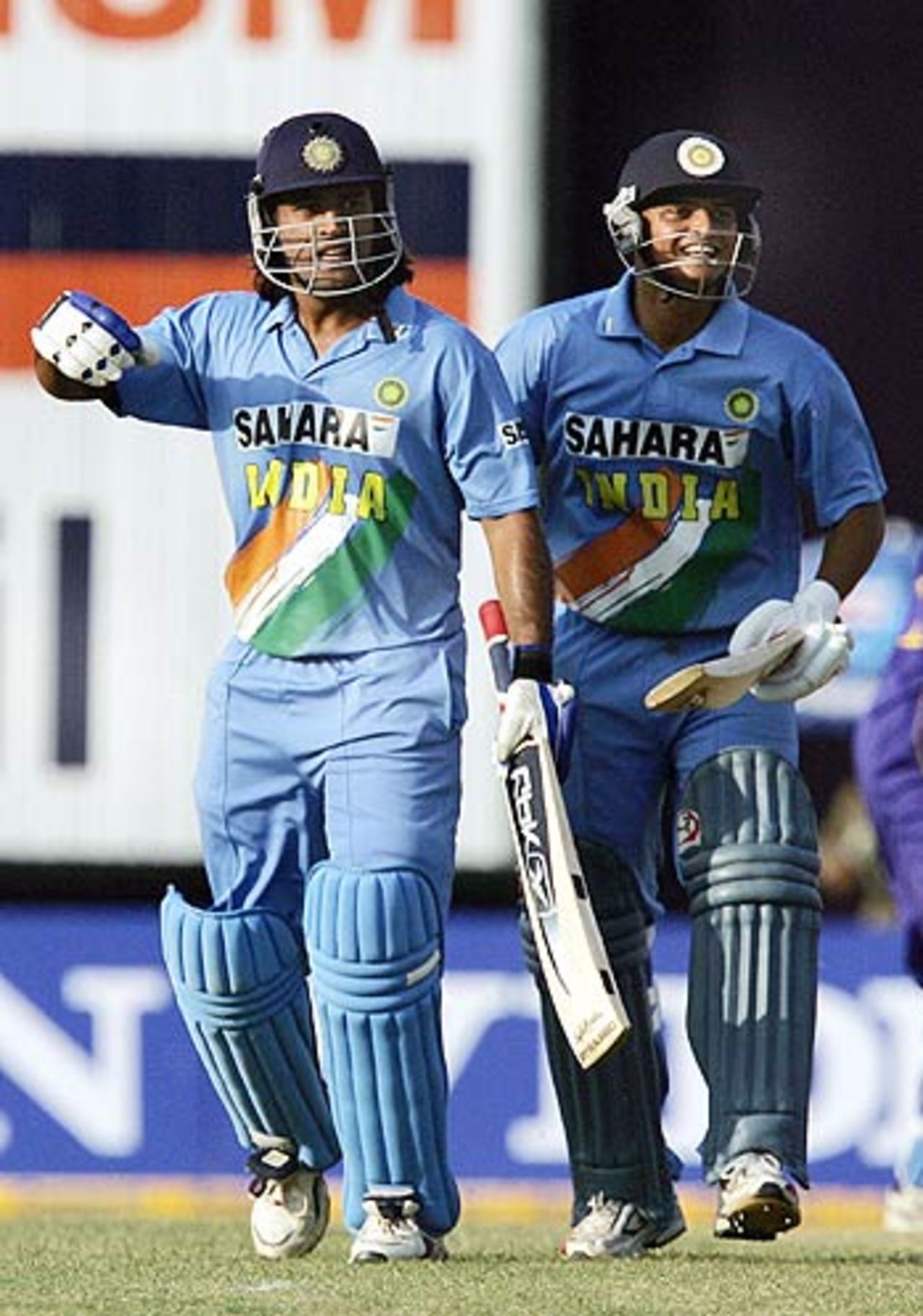 Mahendra Singh Dhoni and Suresh Raina celebrate a series-winning victory, India v Sri Lanka, 4th ODI,  Pune