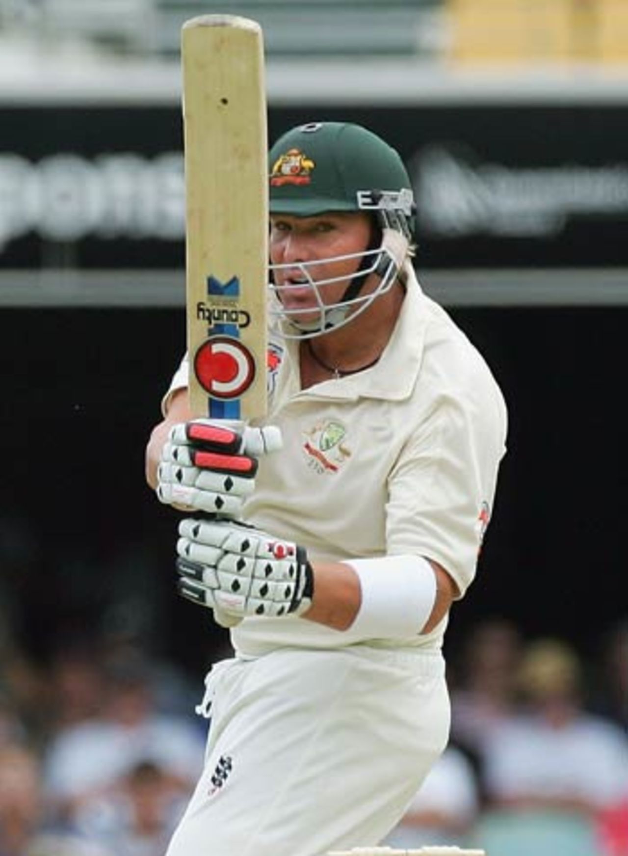 Shane Warne executes the pull shot en route to his 47, Australia v West Indies, 1st Test, Brisbane, 2nd day, November 4, 2005