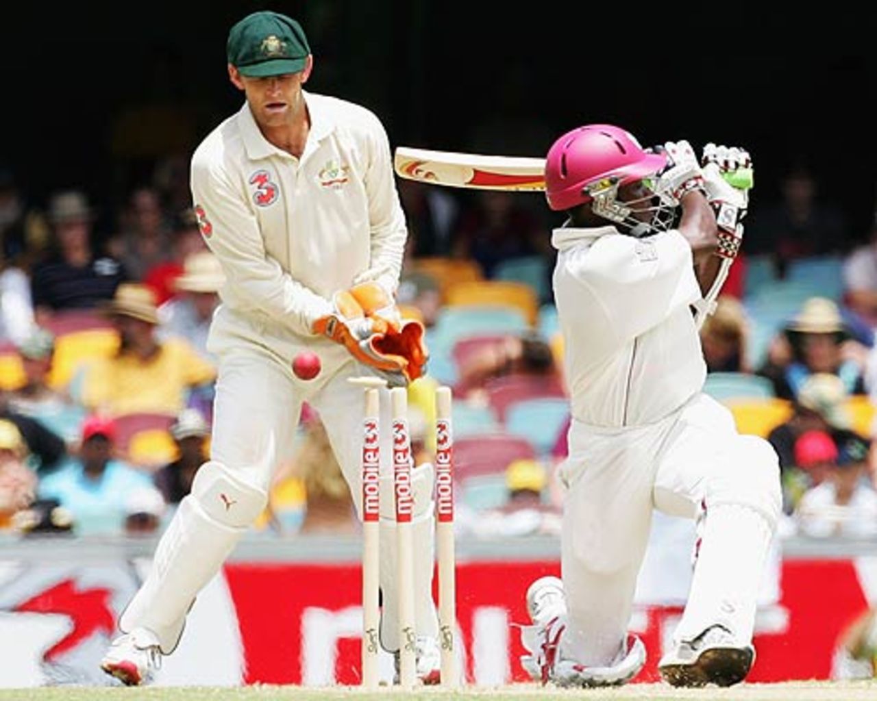Fidel Edwards is bowled by Shane Warne, 1st Test, Brisbane, 3rd day, November 5, 2005