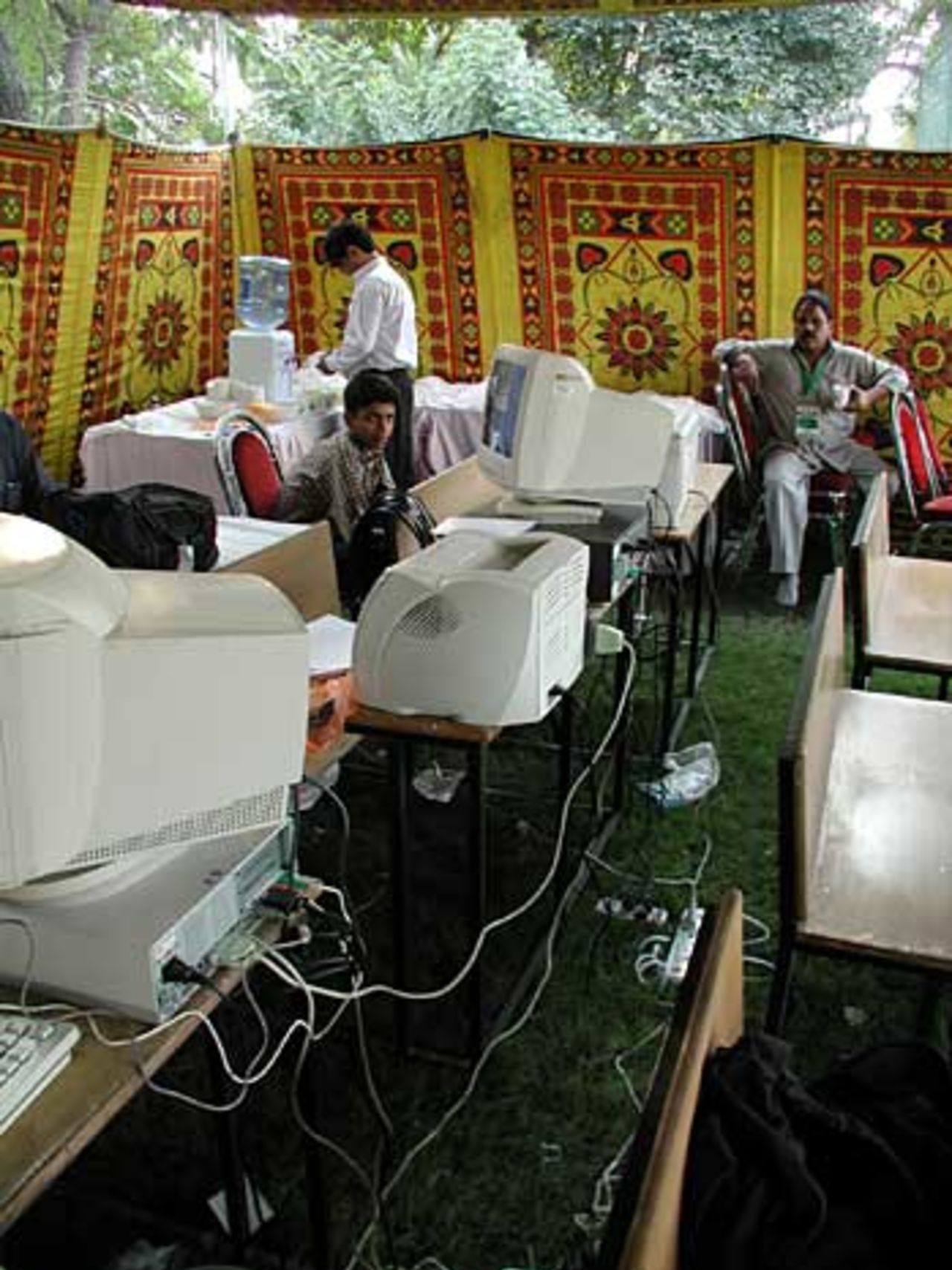 The press tent at Bagh-e-Jinnah, Pakistan A v England XI, Tour Match, Lahore, November 6, 2005