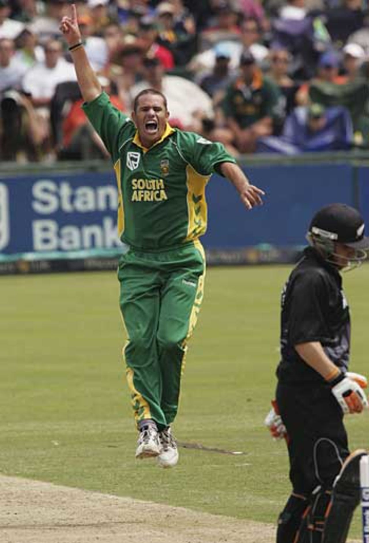 Andrew Hall removes Brendon McCullum, one of his career-best haul of 4 for 23, South Africa v New Zealand, 5th ODI, Centurion Park, November 6, 2005