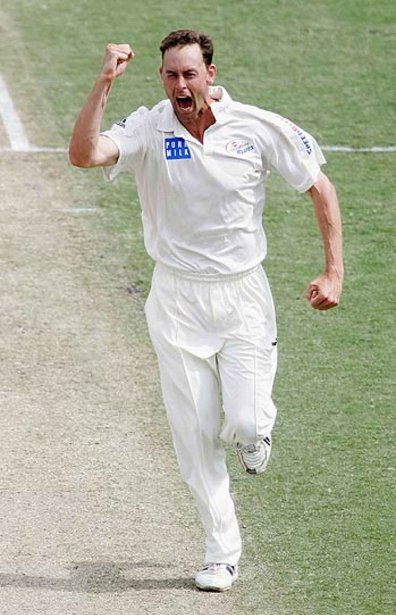 Matthew Nicholson celebrates after bowling Chris Rogers, Western Australia v New South Wales, Pura Cup, Perth, November 7, 2005
