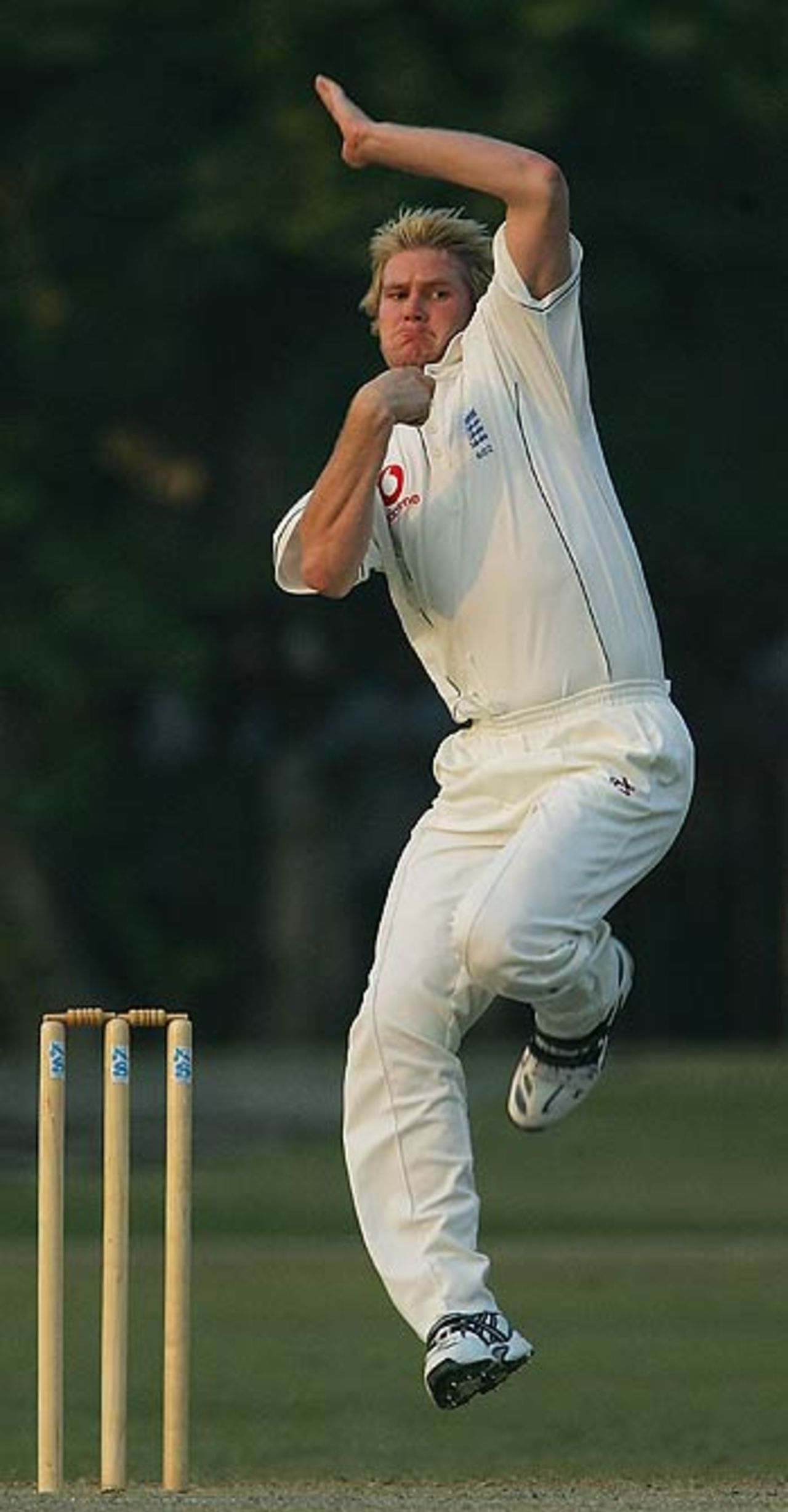 Matthew Hoggard made an early breakthrough for the England XI, dismissing Taufeeq Umar cheaply, Pakistan A v England XI, Tour Match, Lahore, November 7, 2005