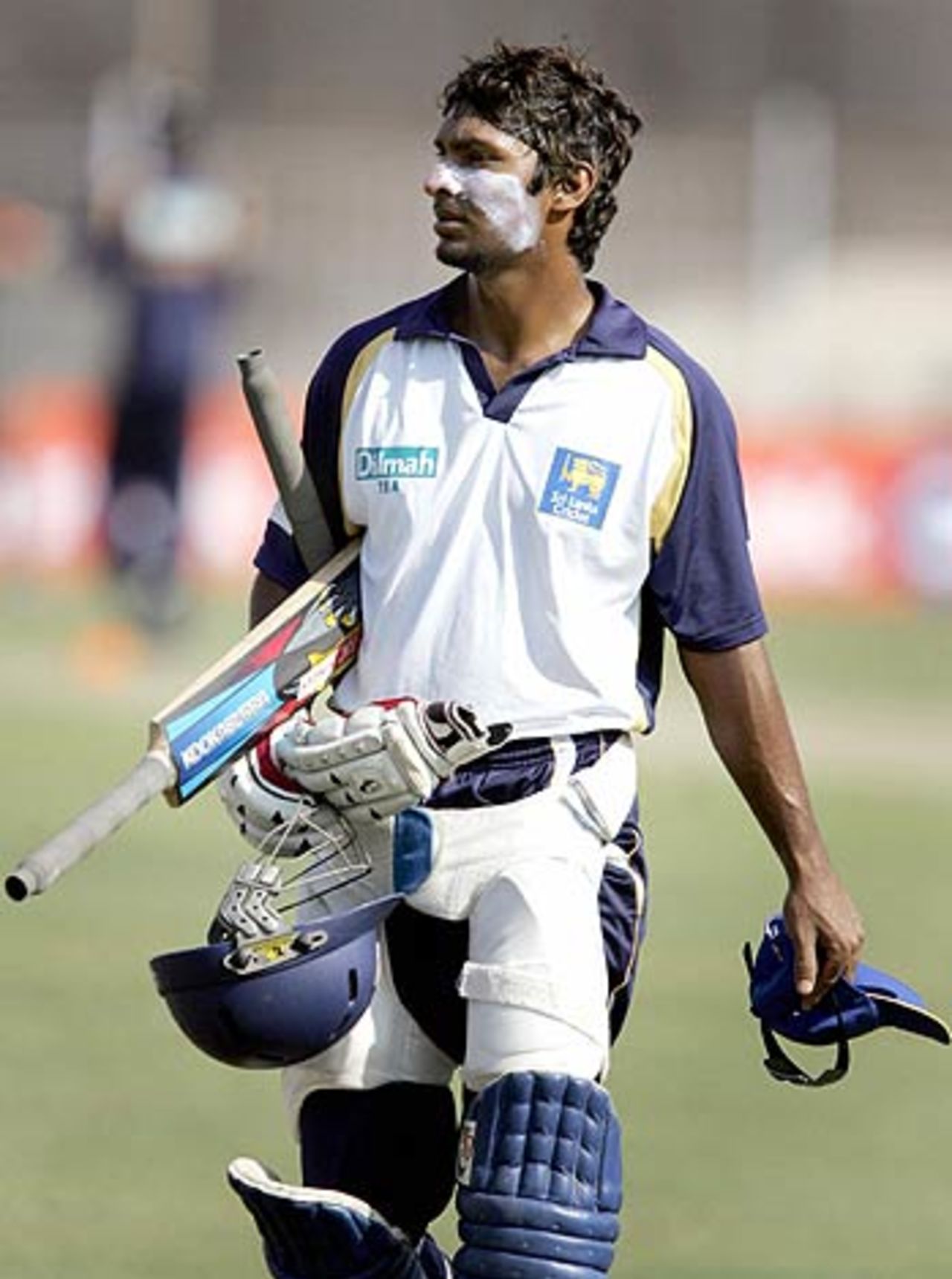 Kumar Sangakkara put in a long batting session in the nets, Madhavrao Scindia Cricket Ground, Rajkot, November 8, 2005