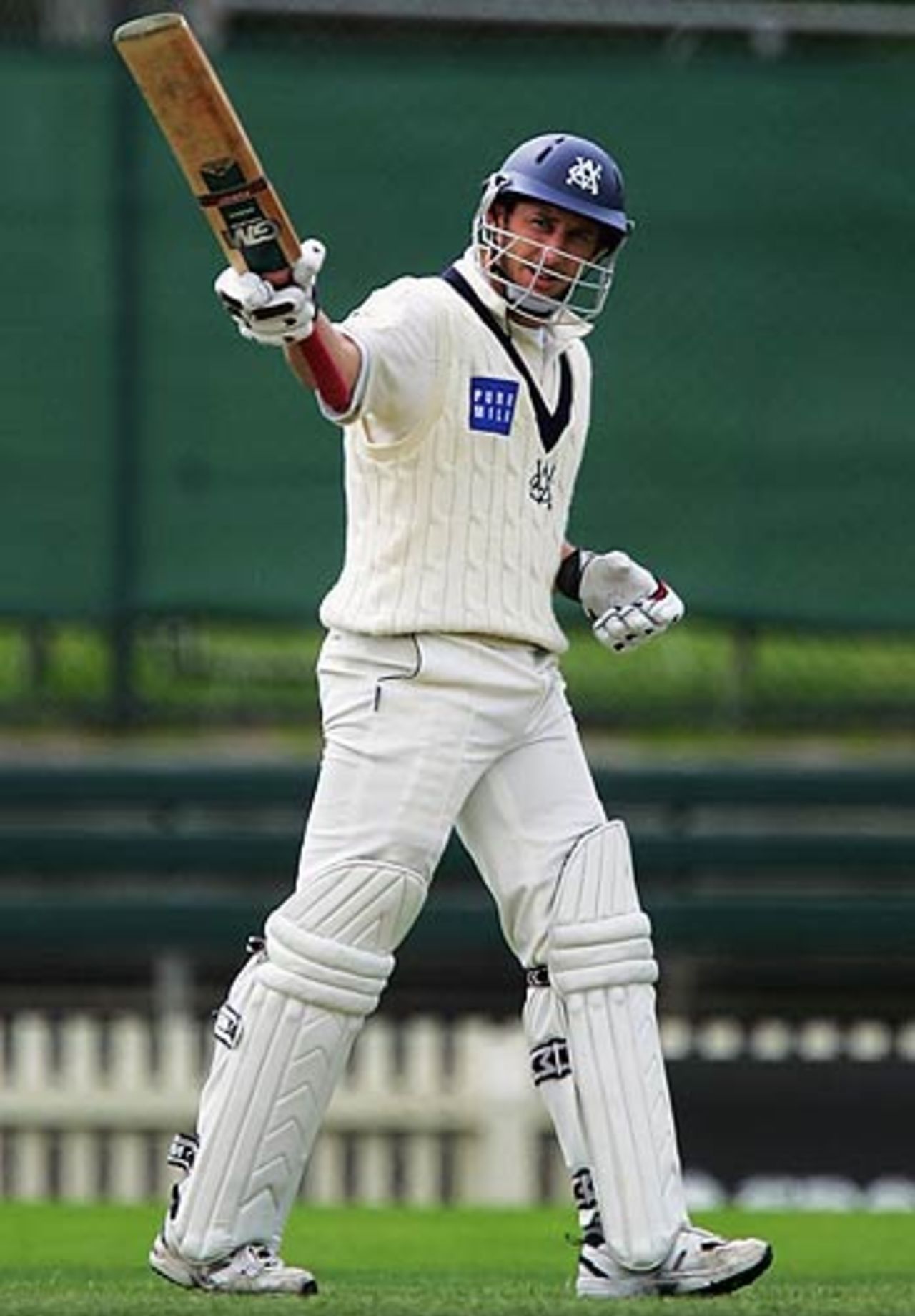 David Hussey celebrates his century, Victoria v West Indians, Tour match, Junction Oval, Melbourne, November 12, 2005