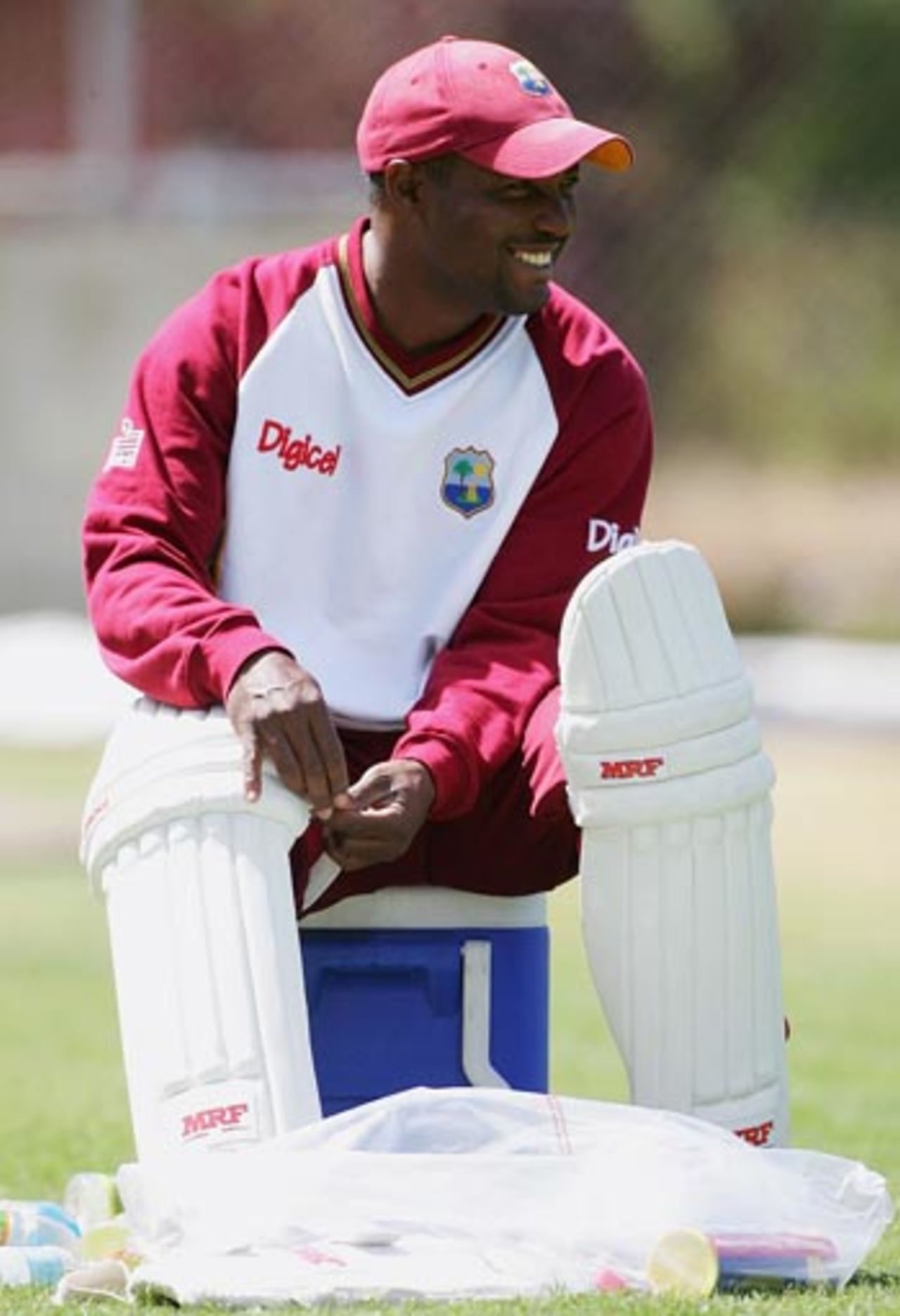 Brian Lara is relaxed at practice ahead of the second Test against Australia at Hobart, November 15, 2005