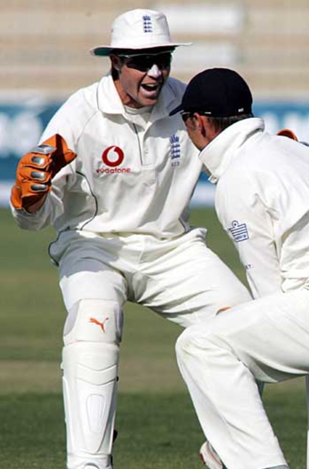 Geraint Jones is overjoyed at the wicket of Hasan Raza, Pakistan v England, 1st Test, Multan, November 15, 2005