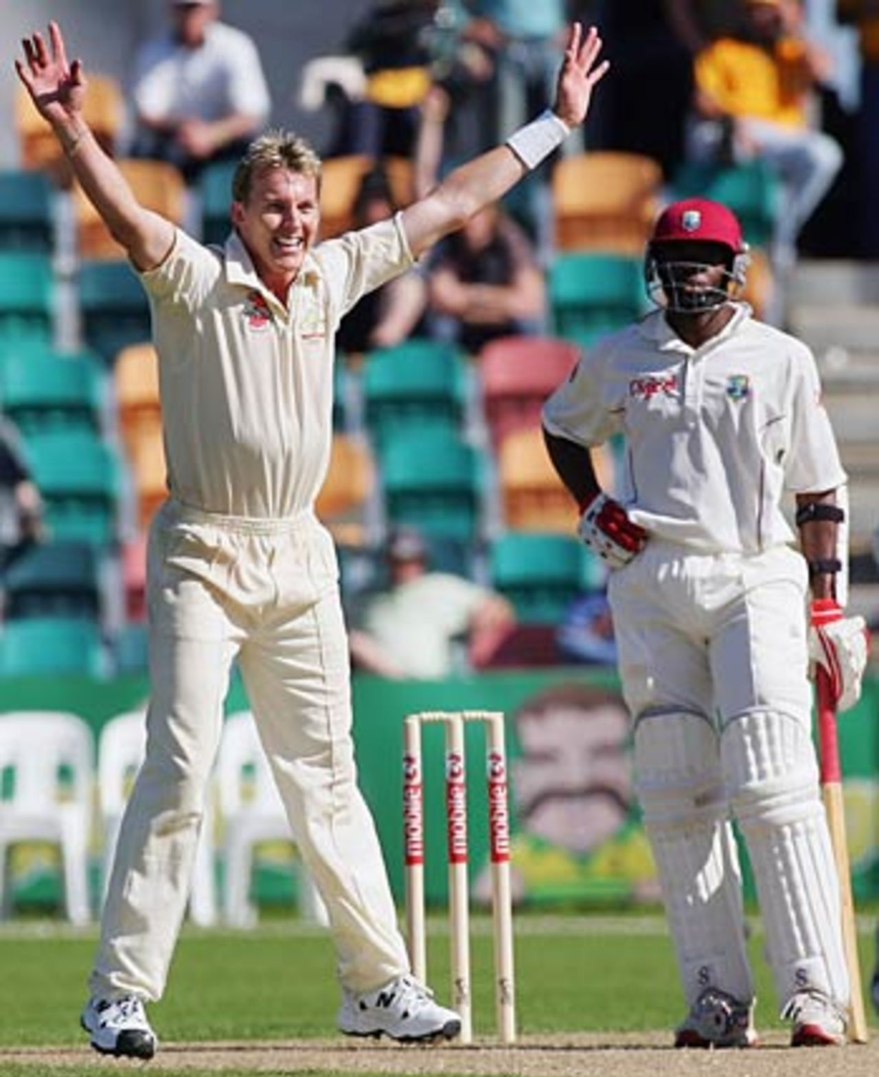 Brett Lee wraps up the West Indian innings by having Daren Powell caught behind, Australia v West Indies, 2nd Test, Hobart, 1st day, November 17, 2005.