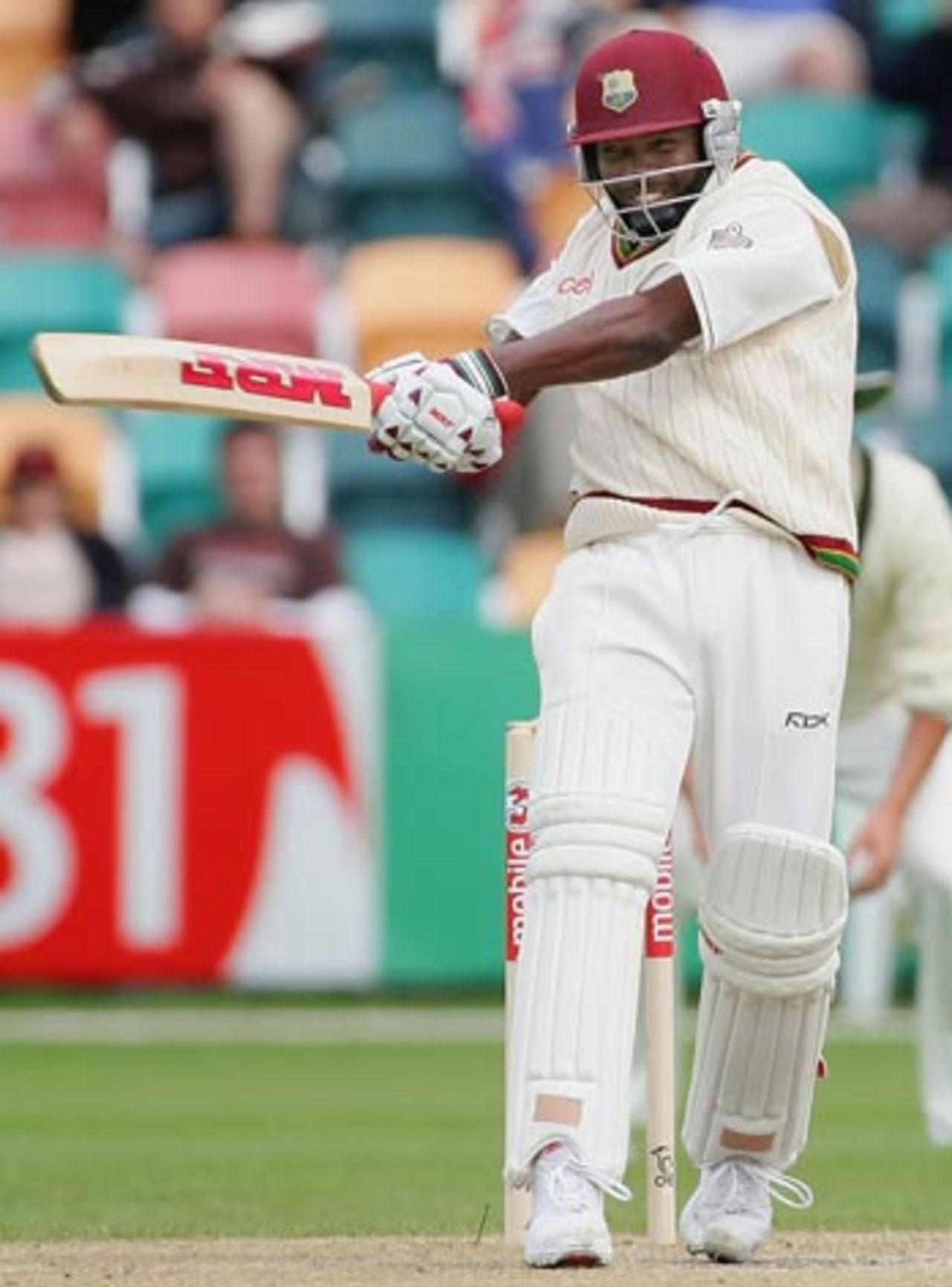 Brian Lara plays the pull, Australia v West Indies, 2nd Test, Hobart, 3rd day, November 19, 2005