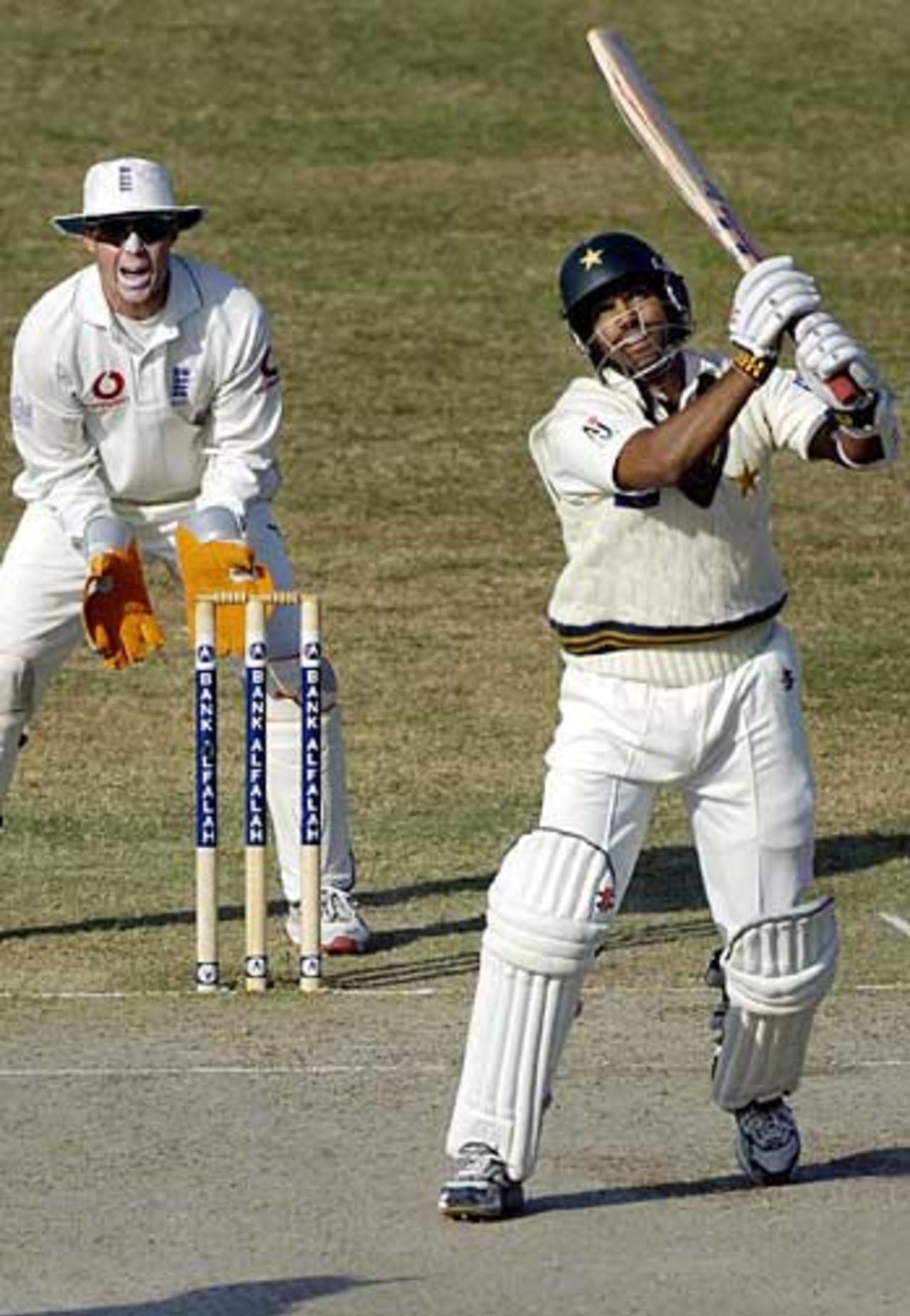 Mohammad Yousuf dispatches a boundary during his aggressive half-century, Pakistan v England, 2nd Test, Faisalabad, November 20, 2005