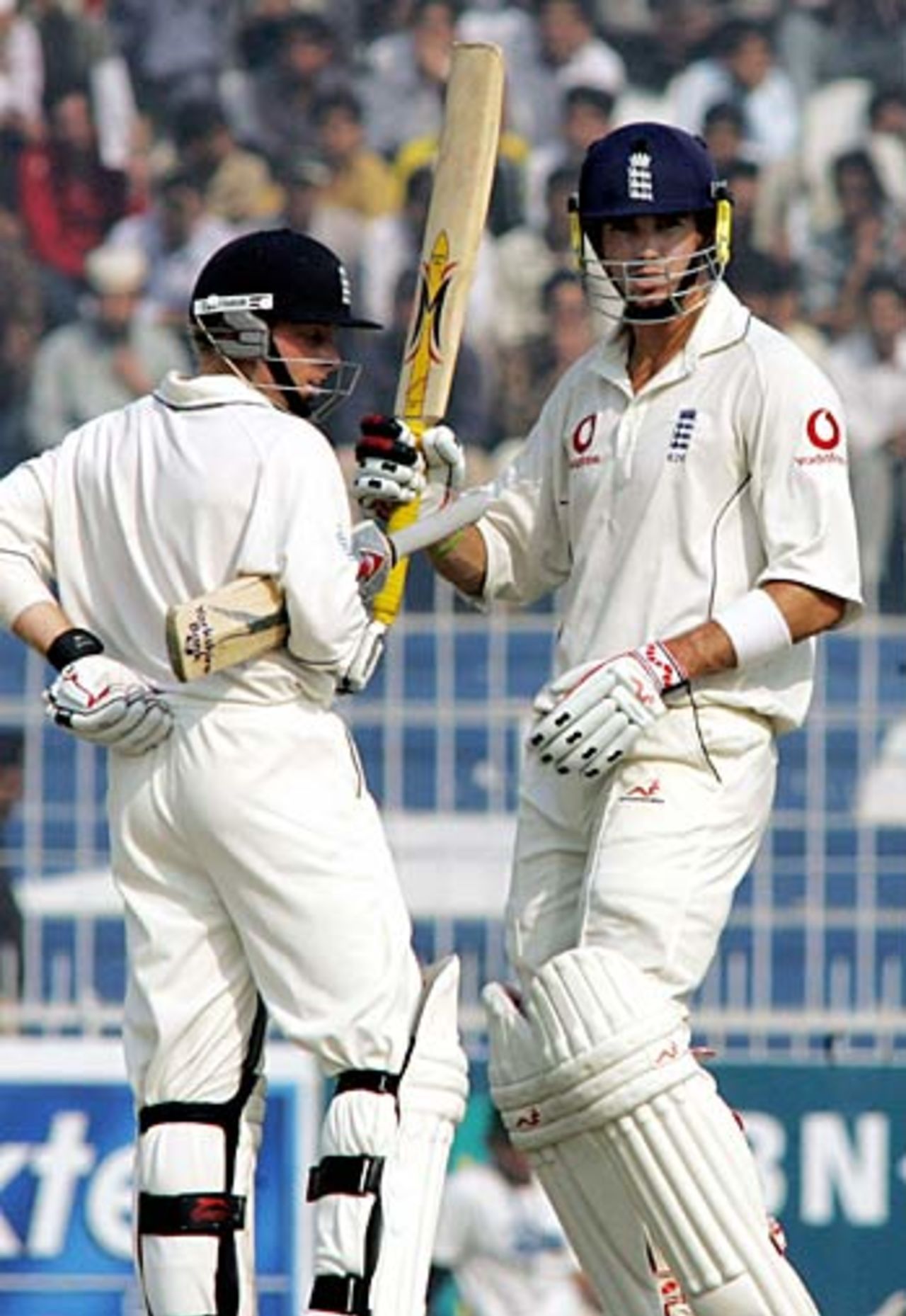 Kevin Pietersen reaches his fifty - he went on to score 100, Pakistan v England, 2nd Test, Faisalabad, November 22, 2005