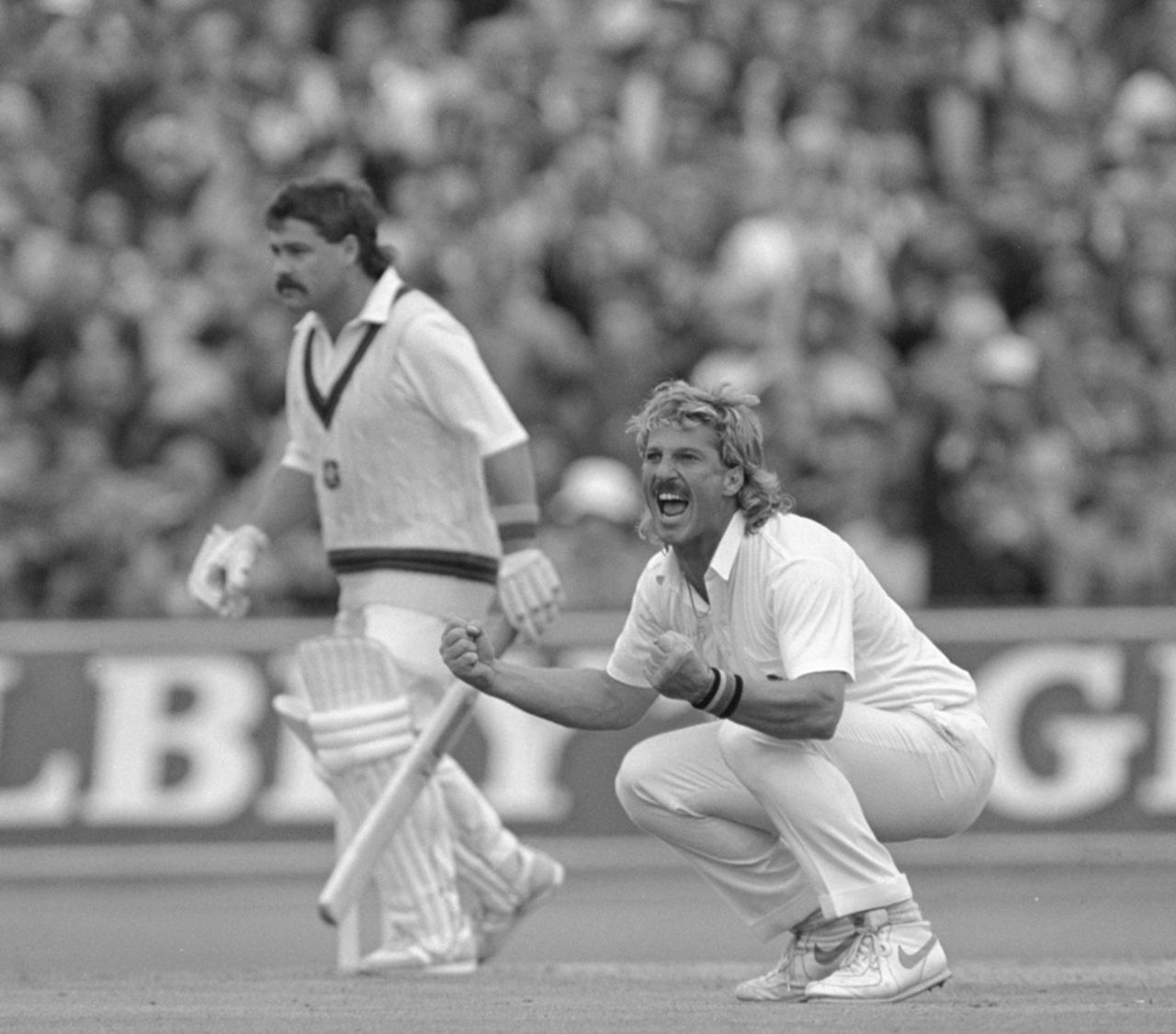 Ian Botham roars his delight after taking a wicket, England v Australia, 1985
