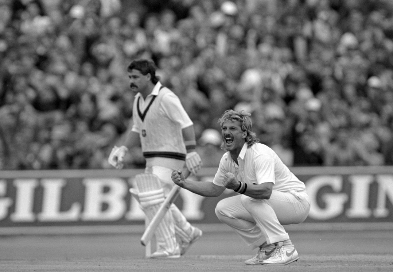 Ian Botham roars his delight after taking a wicket, England v Australia, 1985