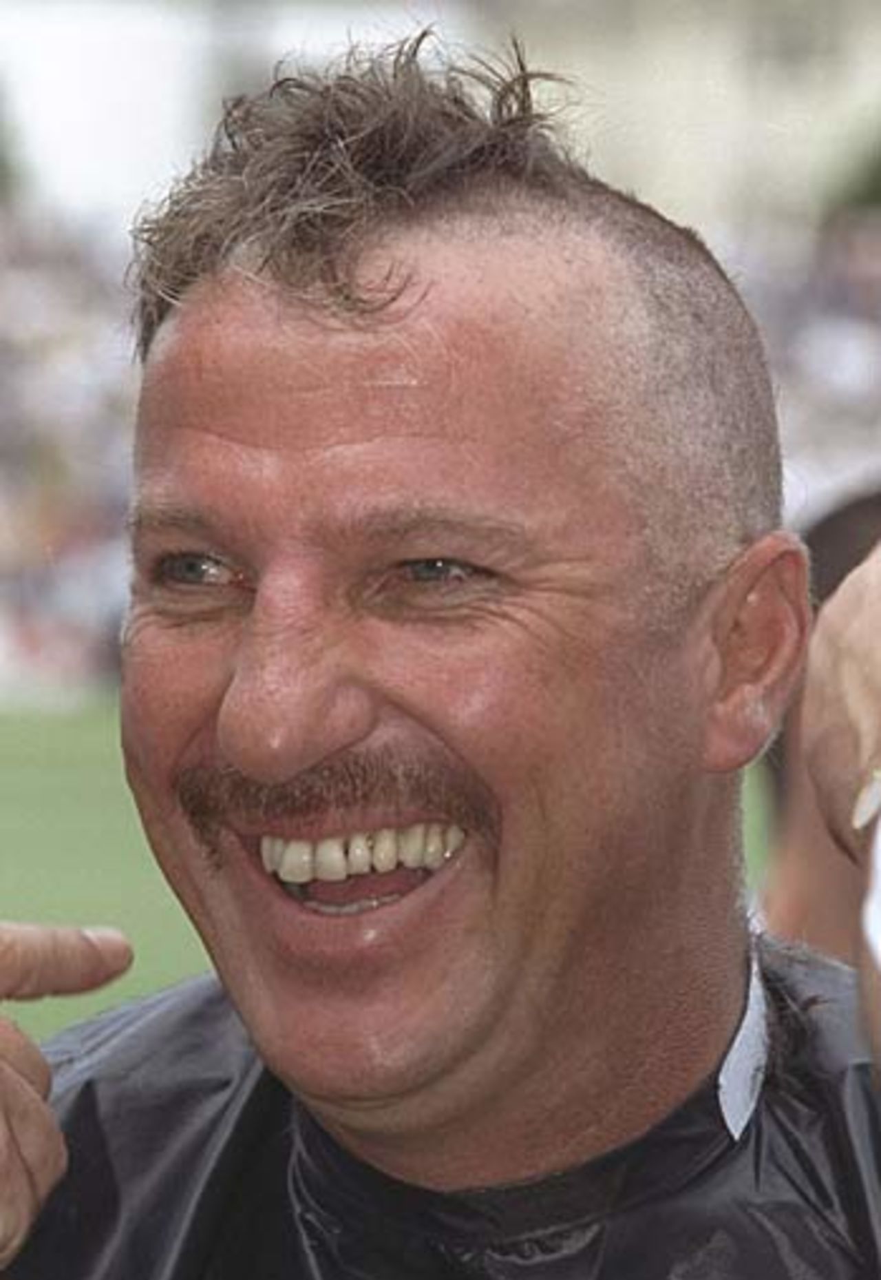 Ian Botham gets his head shaved for charity , Wellington, March 16, 1997