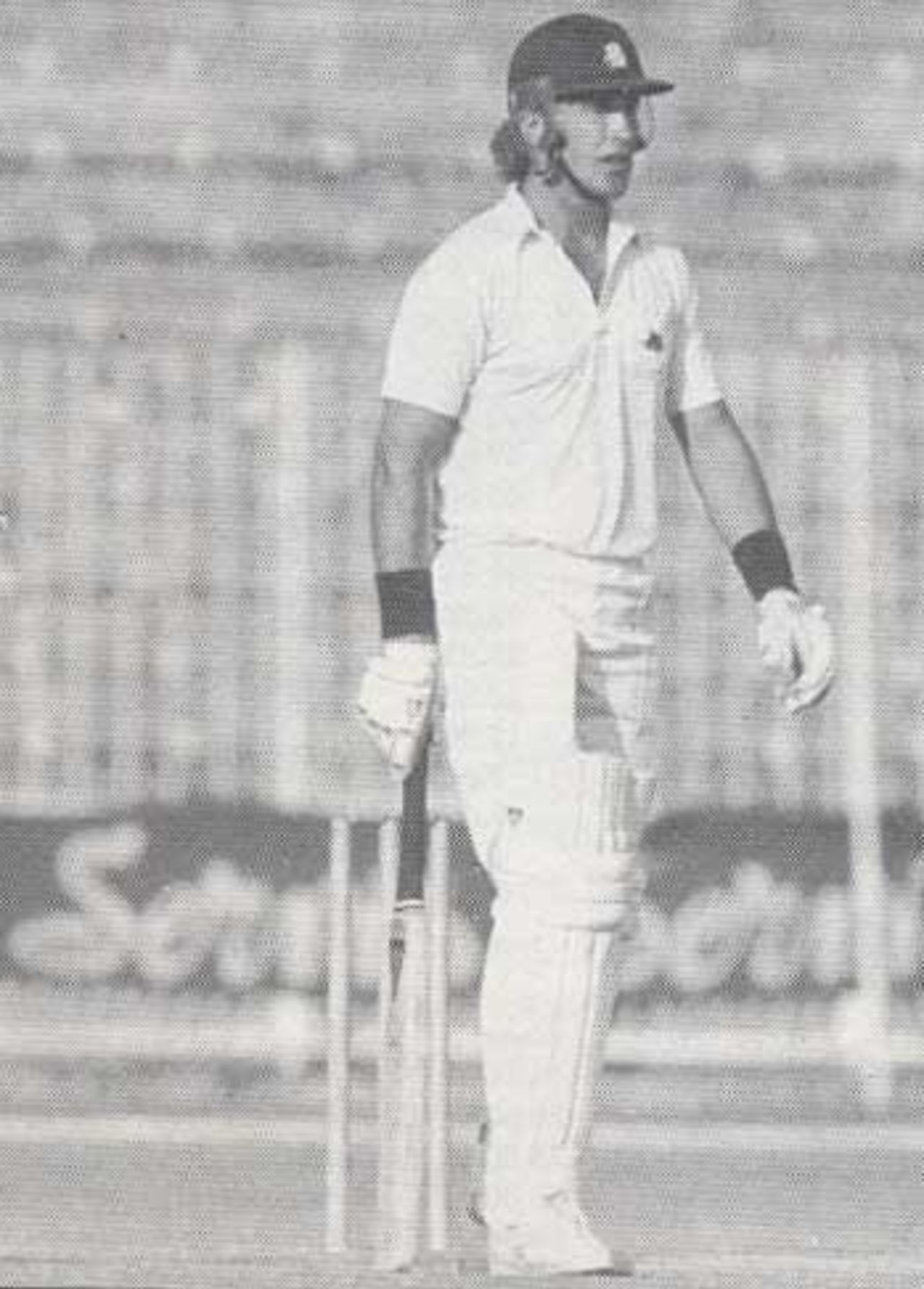 Chris Broad stands his ground after being given out caught behind, Pakistan v England, 1st Test, Lahore, November 27, 1987