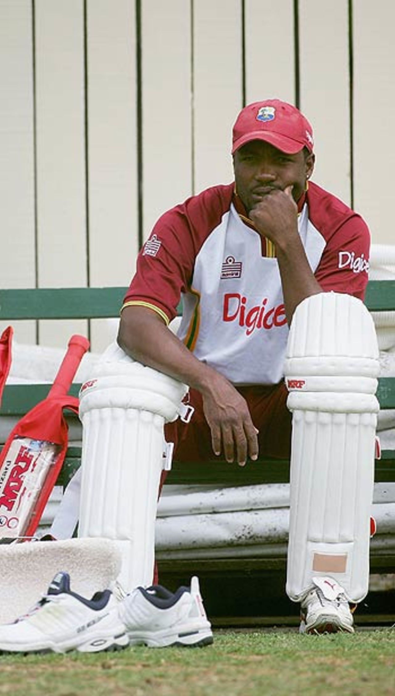 Brian Lara looks on during training on the eve of the third Test against Australia, Adelaide, November 24, 2005