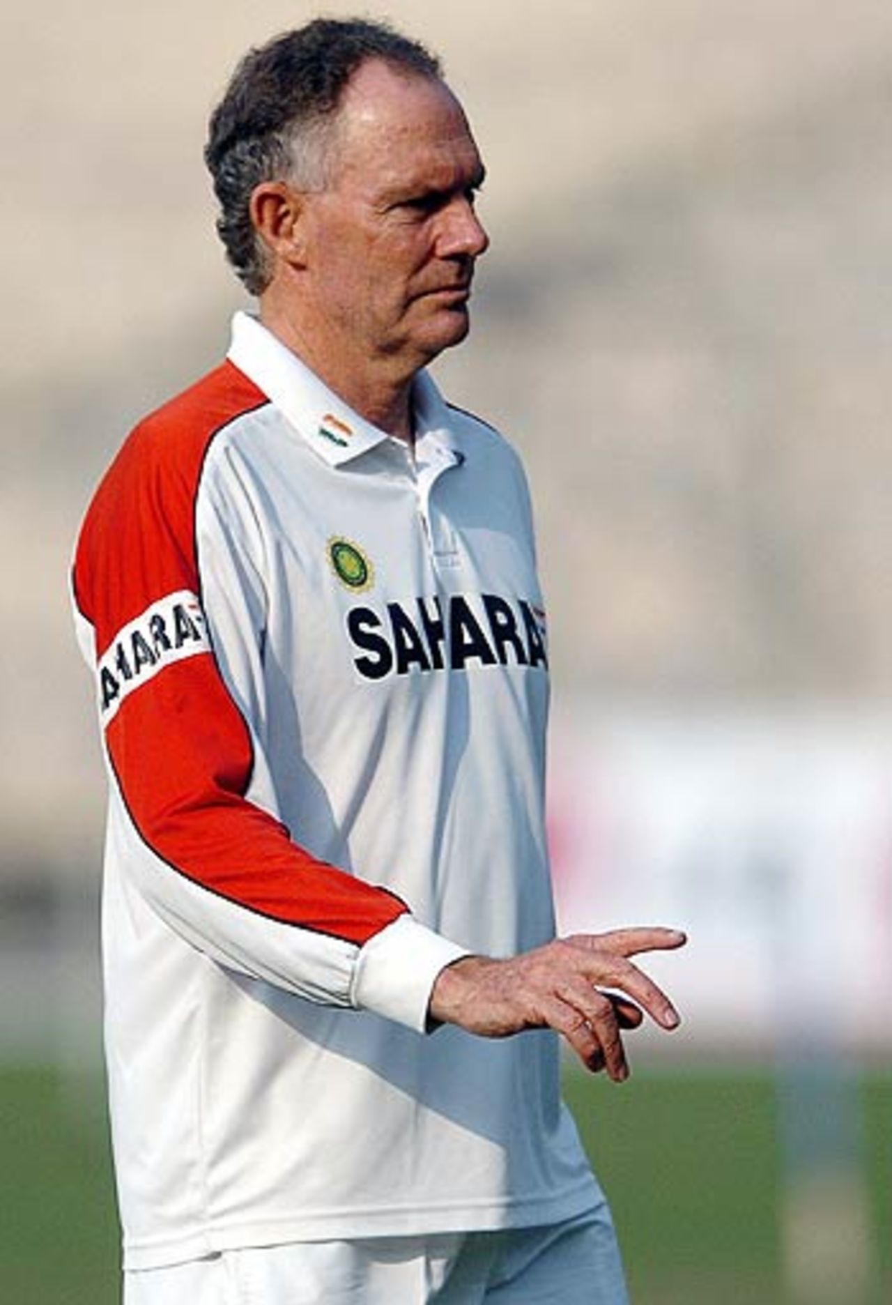 Greg Chappell instructs his players through a practice session ahead of the 4th ODI against South Africa, Eden Gardens, Kolkata, November 24, 2005