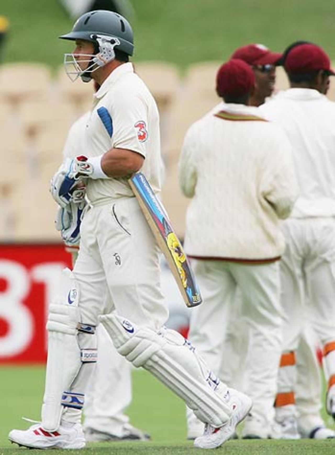 Brad Hodge was dismissed leg before by Fidel Edwards, Australia v West Indies, 3rd Test, Adelaide, 3rd day, November 27, 2005
