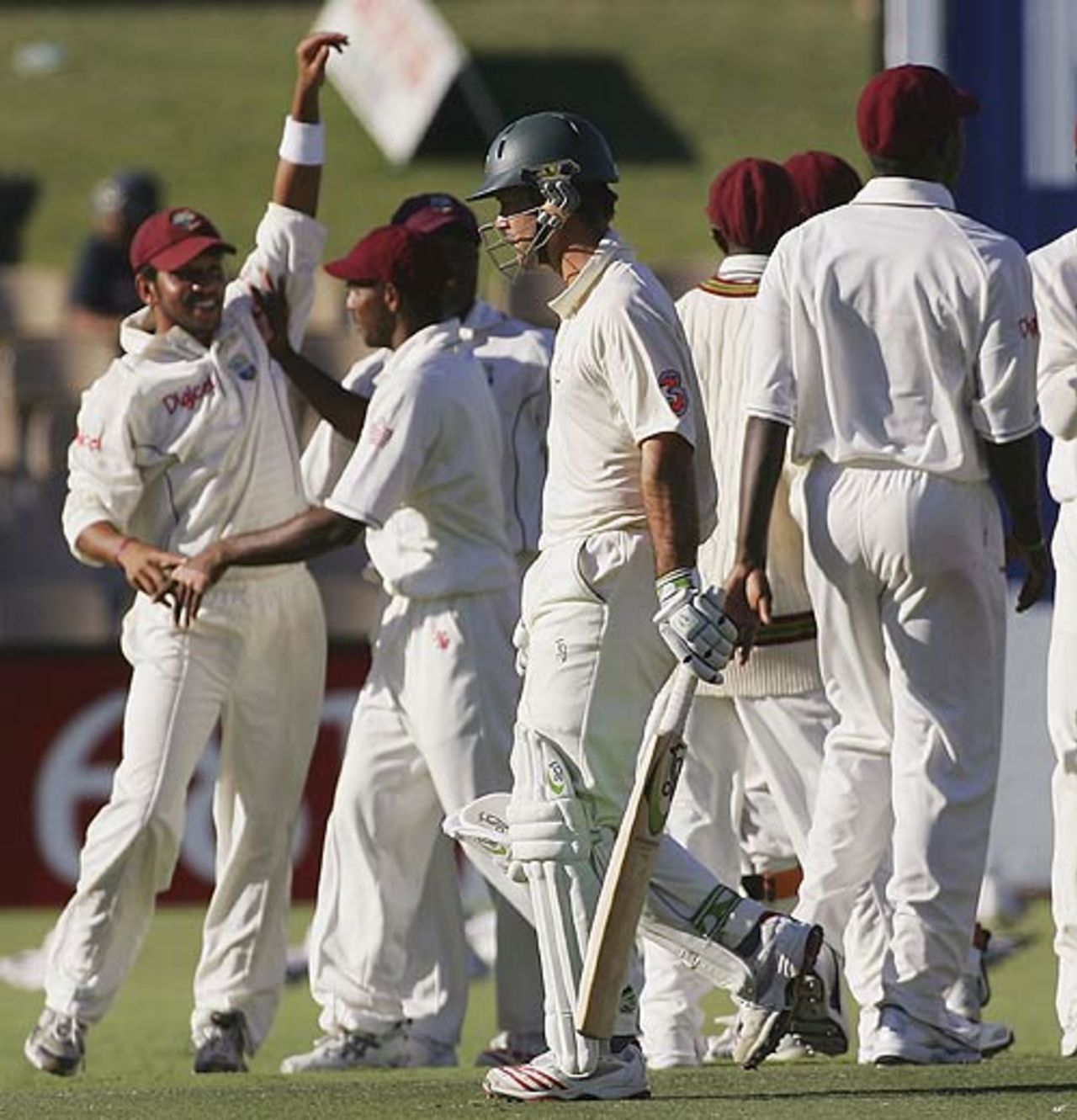 Ricky Ponting walks off after being caught by Ramnaresh Sarwan, Australia v West Indies, 3rd Test, Adelaide, 4th day, November 28, 2005