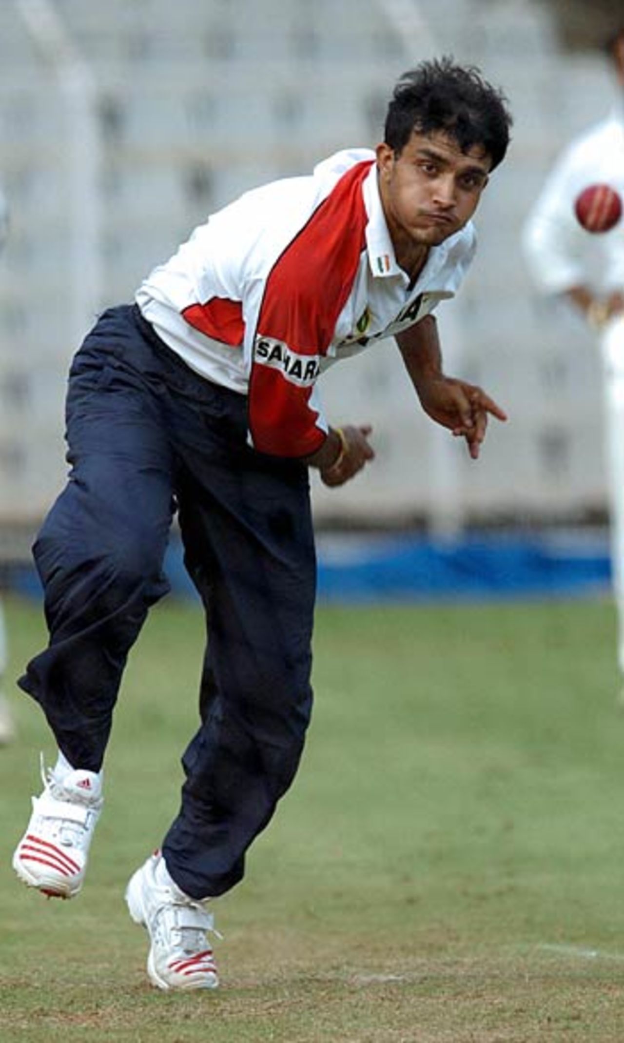 Sourav Ganguly had a spell of seam-up bowling which suggests that he might be asked to play a role as back-up to the new-ball bowlers, Chennai, November 30, 2005