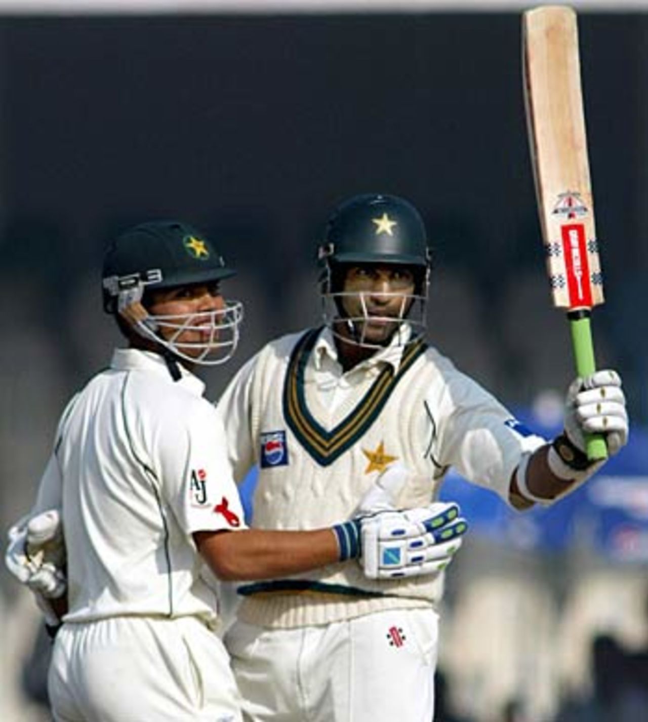 Onwards and upwards: Mohammad Yousuf reaches his double hundred, Pakistan v England, 3rd Test, Lahore, December 2, 2005