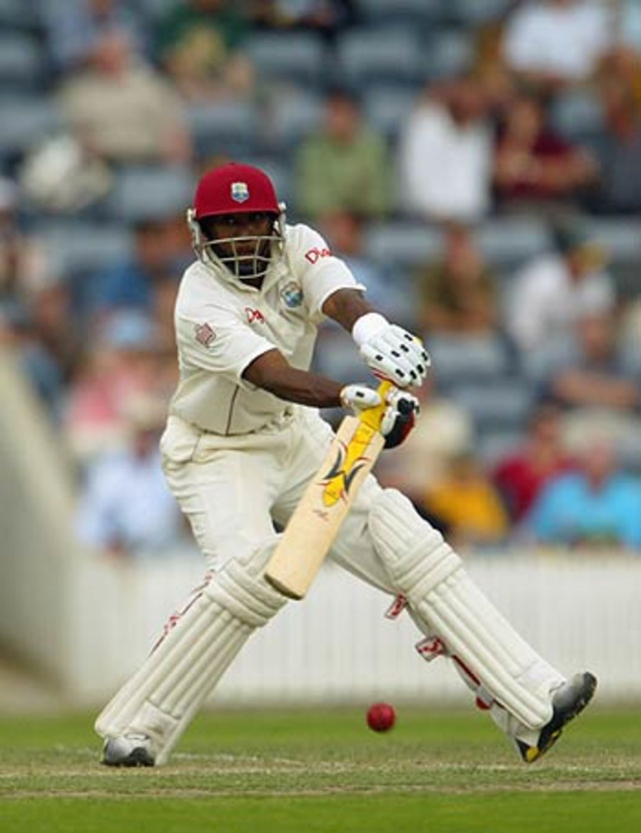 Dwayne Bravo during his unbeaten 54 before rain stopped play, Prime Minister's XI v West Indians, Canberra, December 2, 2005