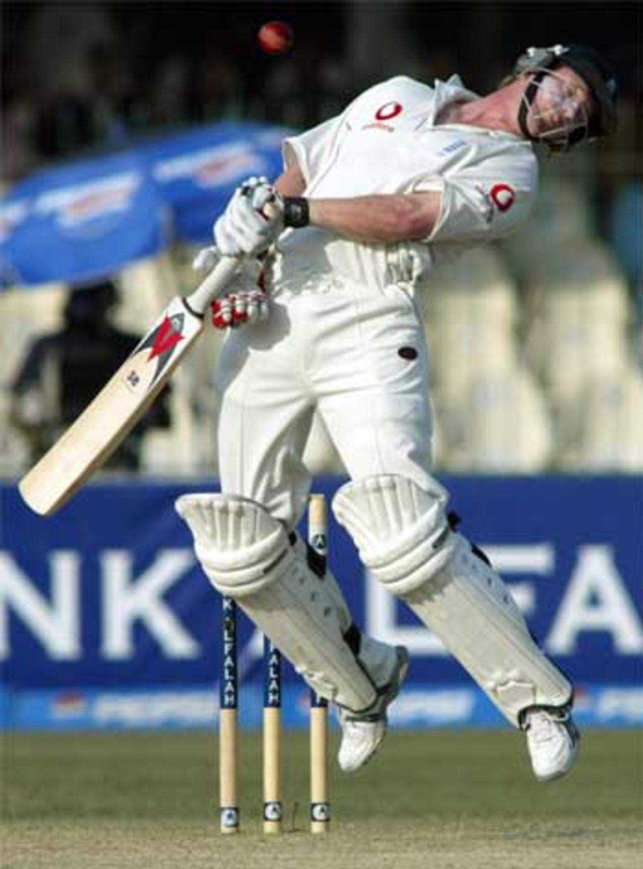 Paul Collingwood sways out of the way, Pakistan v England, 3rd Test, Lahore, December 2, 2005