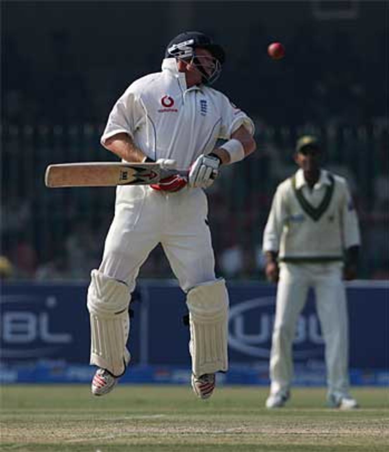 Ian Bell weaves out of the way over a bouncer, Pakistan v England, 3rd Test, Lahore, December 3, 2005