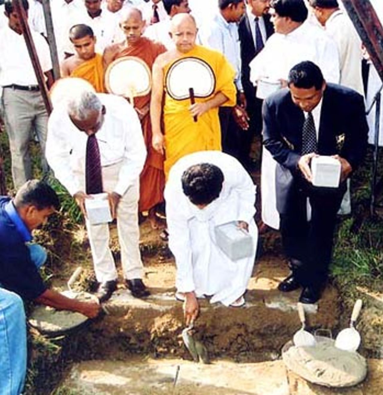 Jeevan Kumaranatunge laid the foundation stone for the Welagedara Cricket Stadium in Kurunegala, Sri Lanka, December 5, 2005