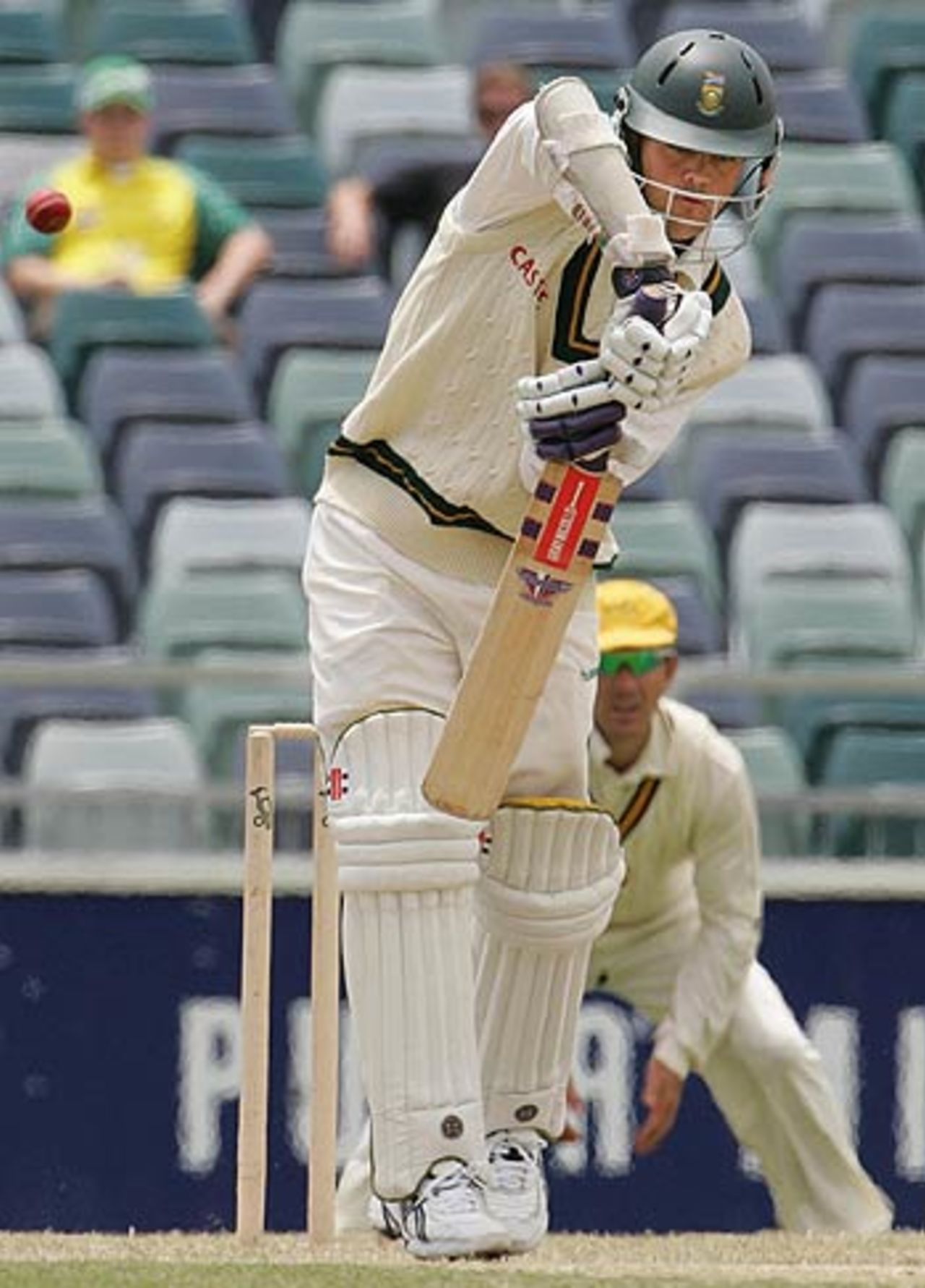 Jacques Rudolph fends off a short delivery, Western Australia v South Africa, WACA, Perth, December 5, 2005