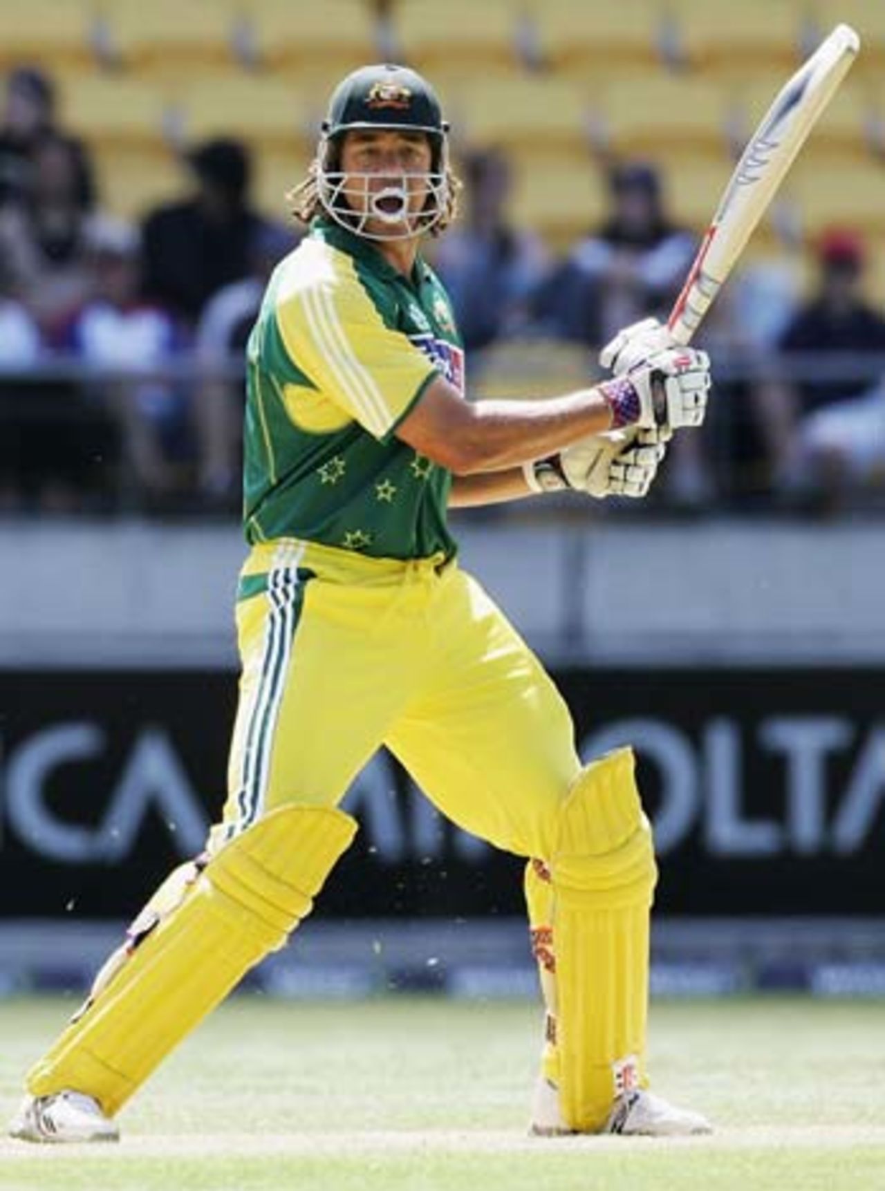 Andrew Symonds drives on the way to his 3rd ODI century, Australia v New Zealand, 3rd ODI, Wellington, December 7, 2005