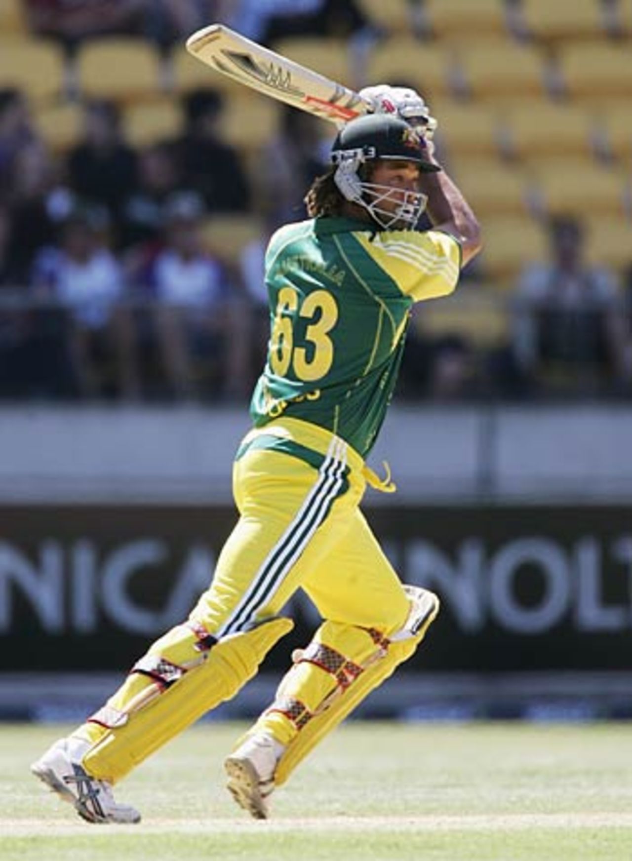 Andrew Symonds powers one through cover, New Zealand v Australia, 2nd ODI, Wellington, December 7, 2005