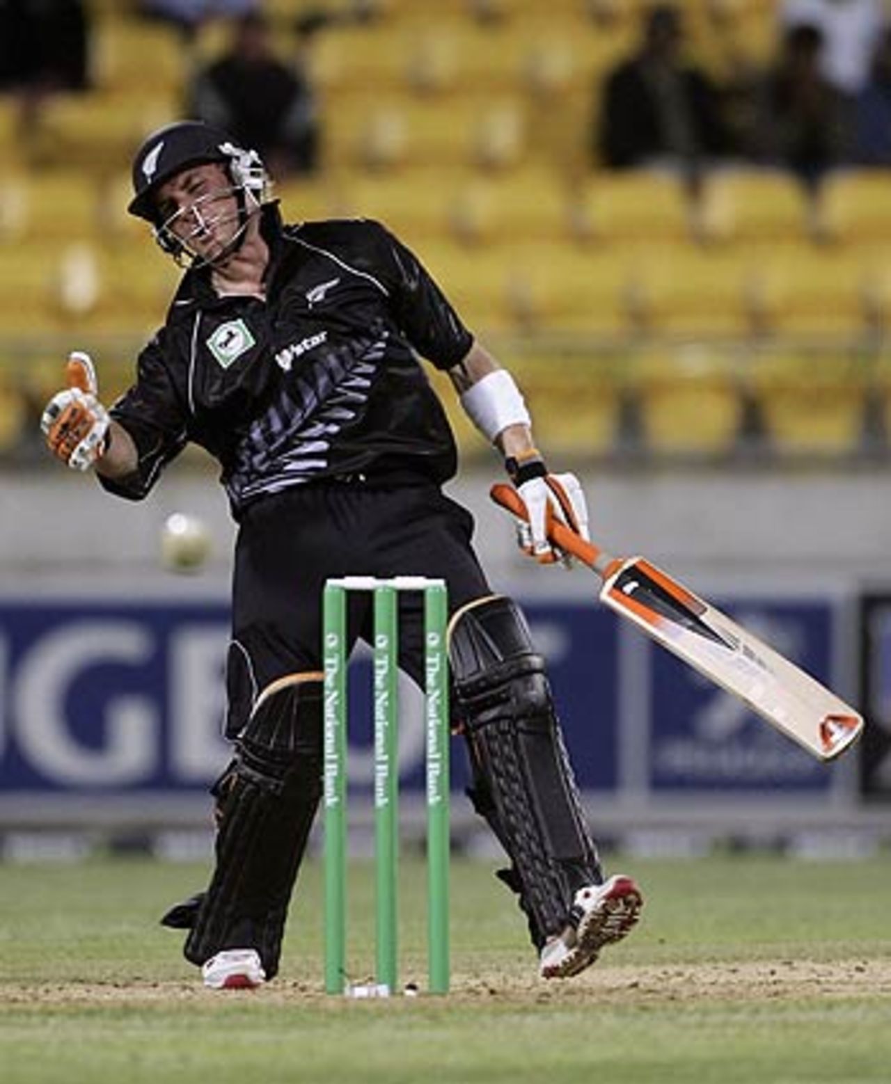 Brendon McCullum fends a Lee beamer to third man for four, New Zealand v Australia, 2nd ODI, Wellington, December 7, 2005
