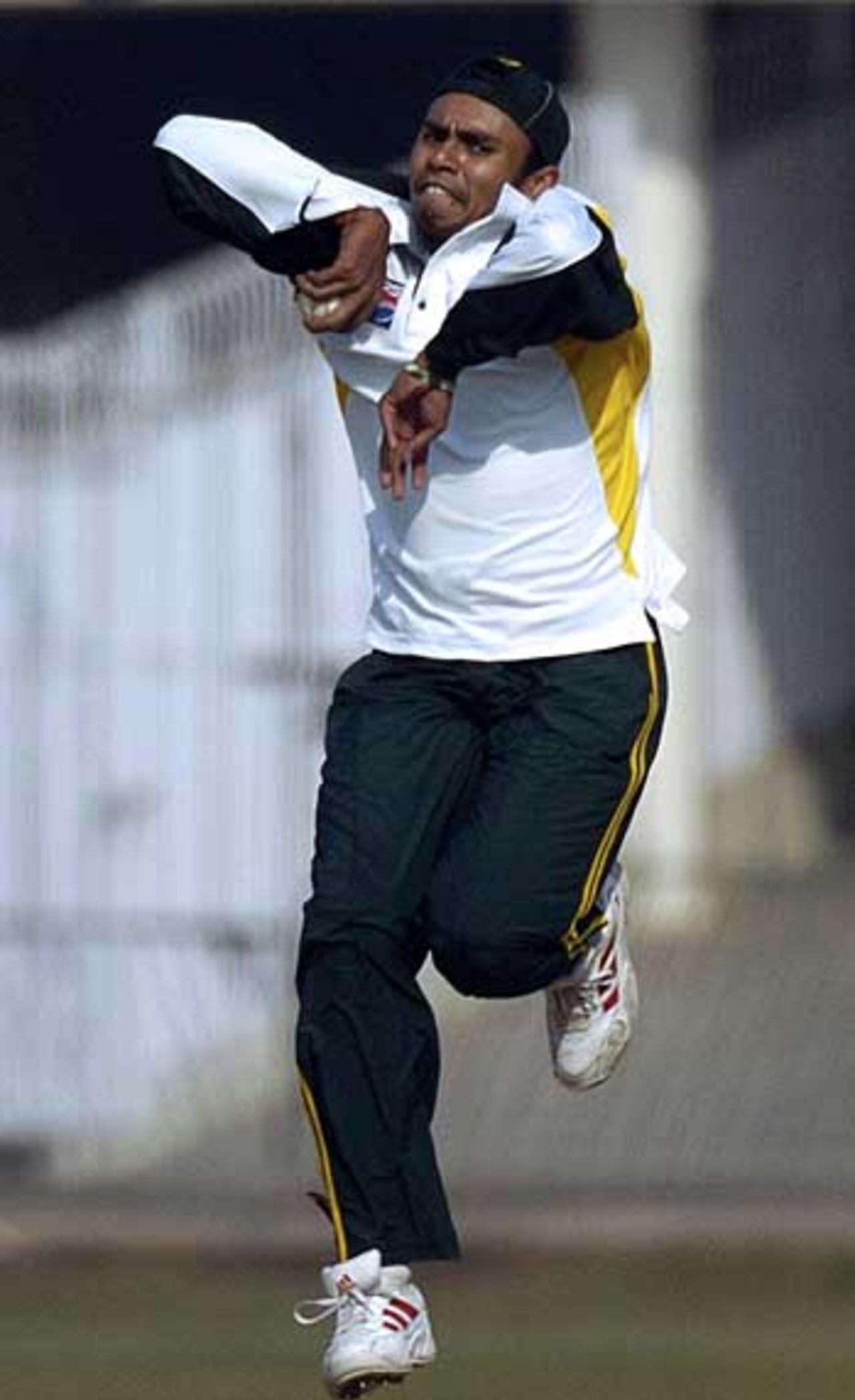 Danish Kaneria concentrates on his bowling as he gets into gear for the one-day series against England, Lahore, December 8, 2005