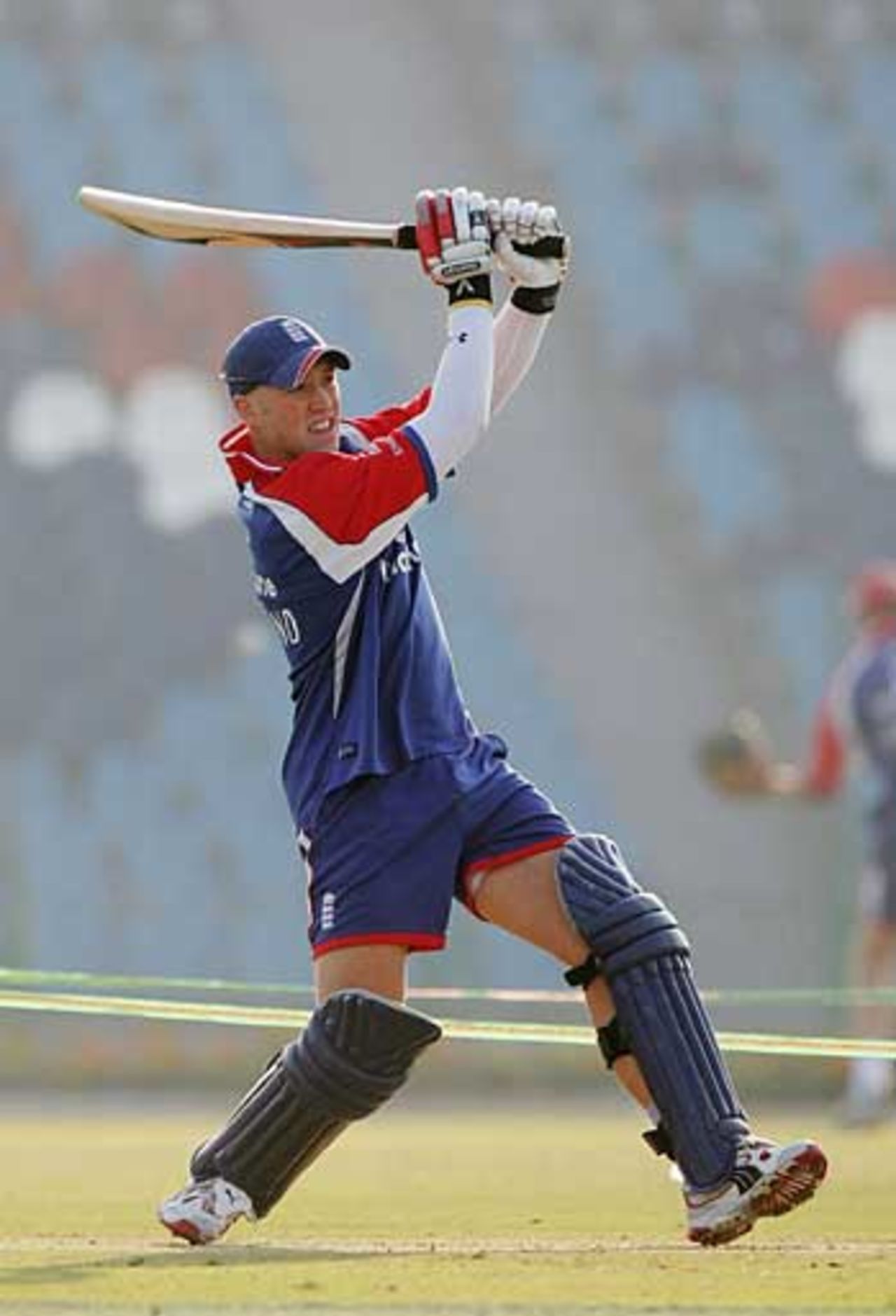 Matt Prior opens his shoulders during training. He has said he would be happy to open for England in the one-day series, Lahore, December 8, 2005