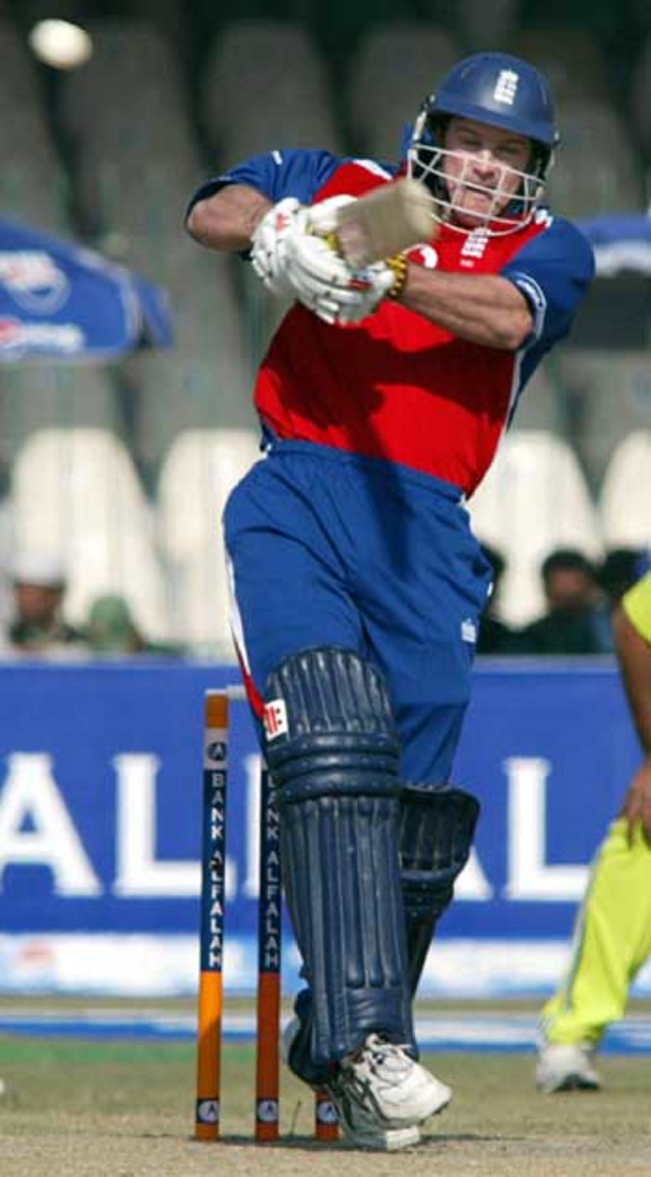 Andrew Strauss connects with a pull during his innings that provided the backbone for the England total, Pakistan v England, 1st ODI, Lahore, December 10, 2005