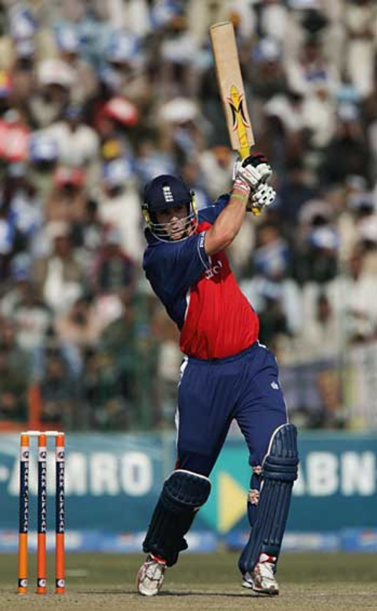 Kevin Pietersen drives through the off side as he blazes his way to 56 off 39 balls, Pakistan v England, 1st ODI, Lahore, December 10, 2005