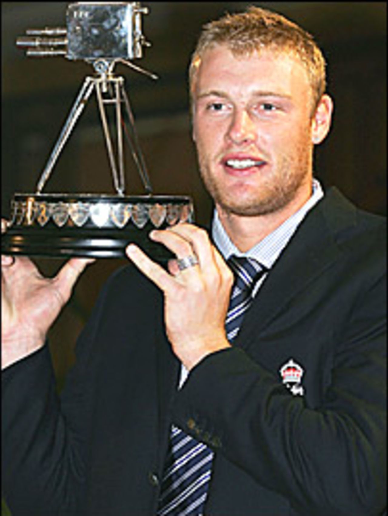 Andrew Flintoff with his award as the 2005 BBC Sports Personality of the Year, December 11, 2005