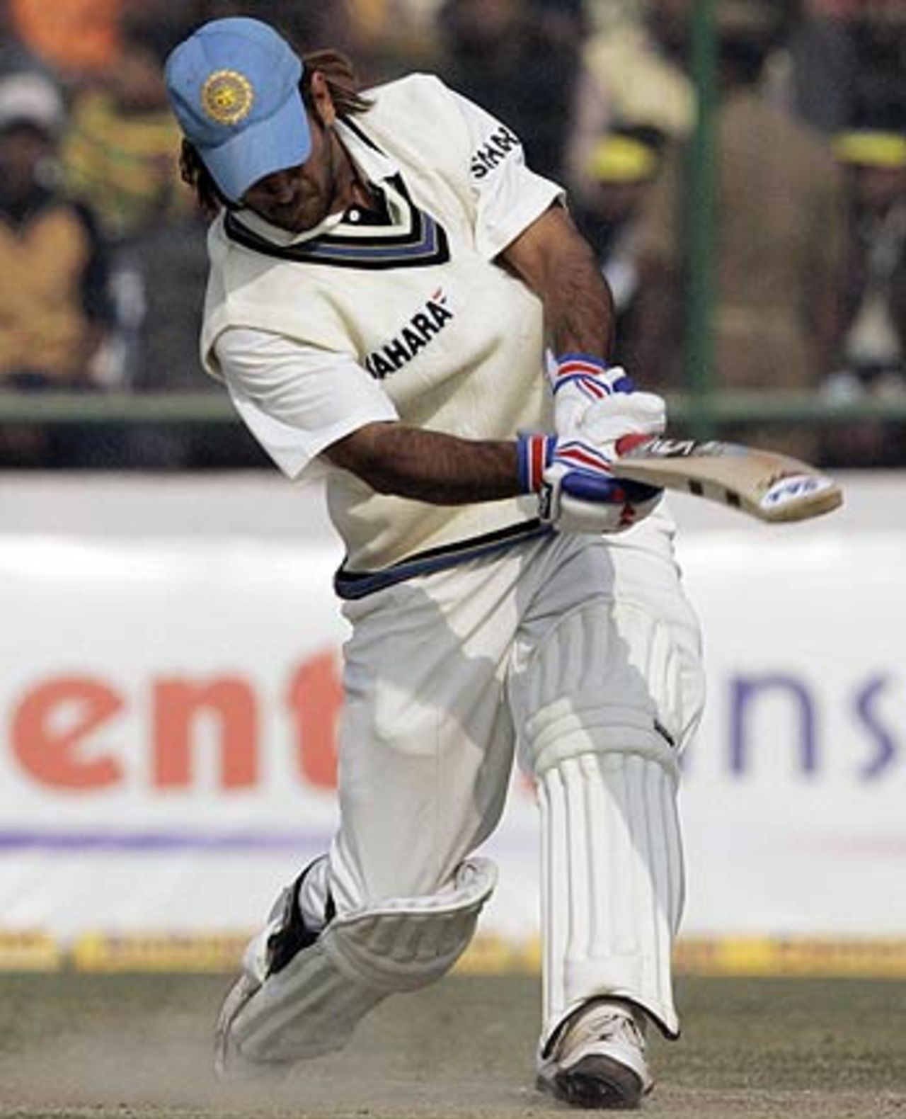 Mahendra Singh Dhoni was at his aggressive, innovative best during a maiden Test fifty, India v Sri Lanka, 2nd Test, Delhi, 3rd day, December 13, 2005