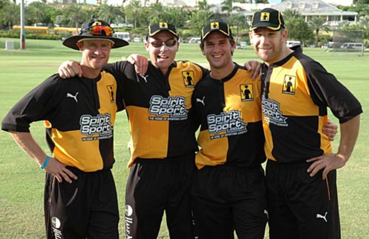 Lashings' Essex quartet (l-r) Grant Flower, Graham Napier, Ryan ten Doeschate and James Middlebrook at the Antigua Independence Festival, Stanford Oval, November 2005