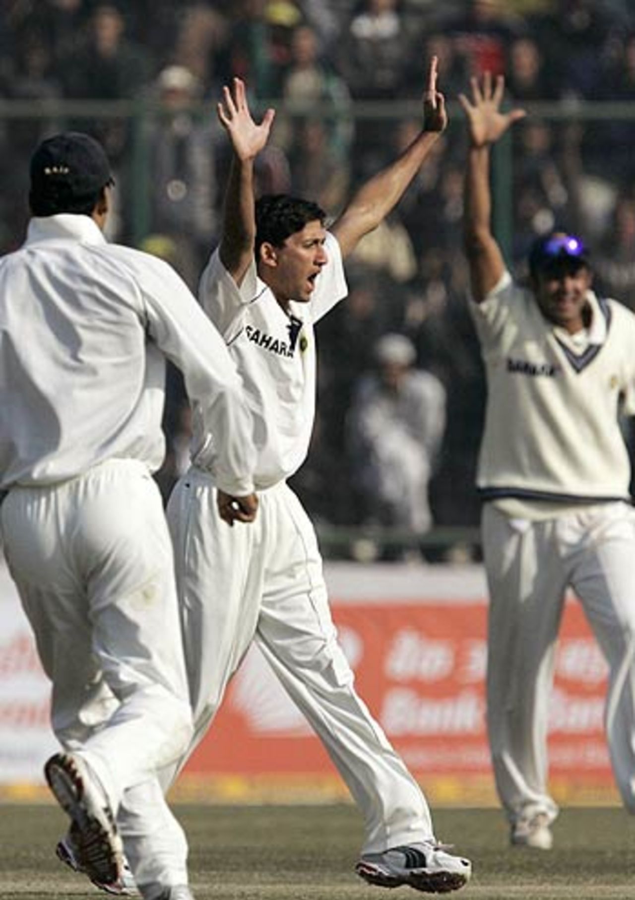 Ajit Agarkar gave India a good start by dismissing Jehan Mubarak early on the fifth day, India v Sri Lanka, 2nd Test, Delhi, 3rd day, December 14, 2005