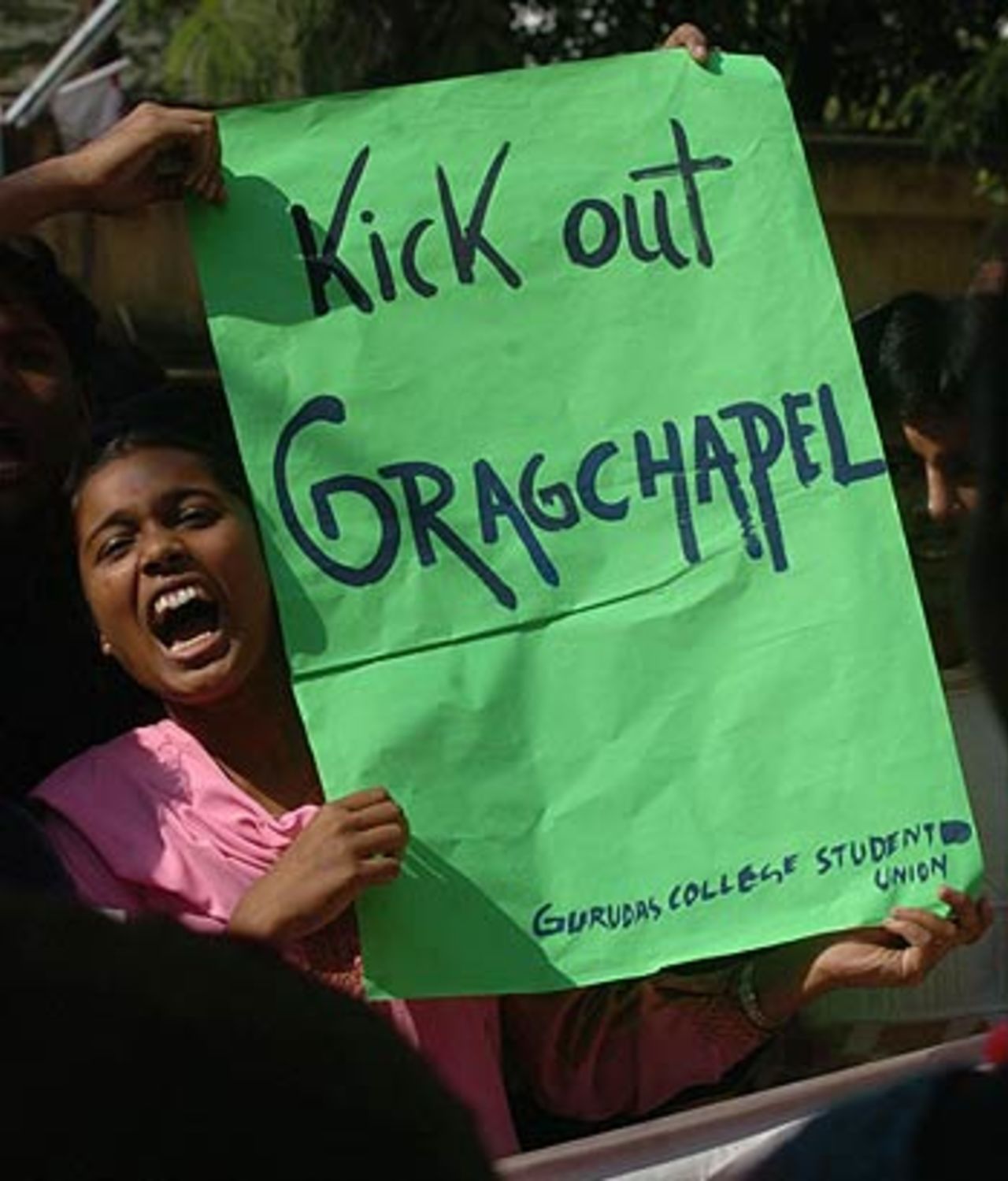 Students protest against the omission of Sourav Ganguly from the squad for the third Test against Sri Lanka, Kolkata, December 15, 2005